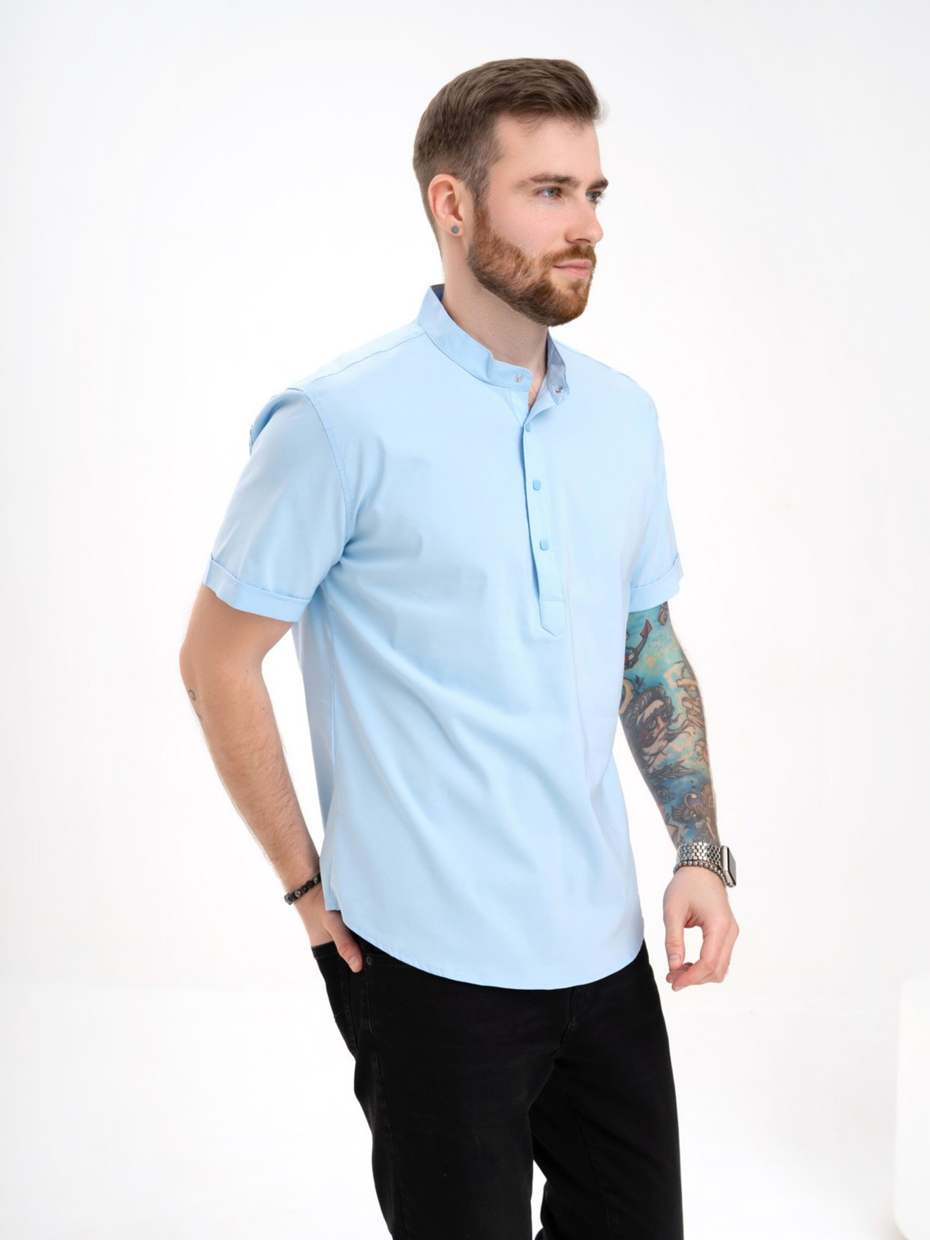 Сорочка ISSA Plus модель GN4-129_lightblue Фото