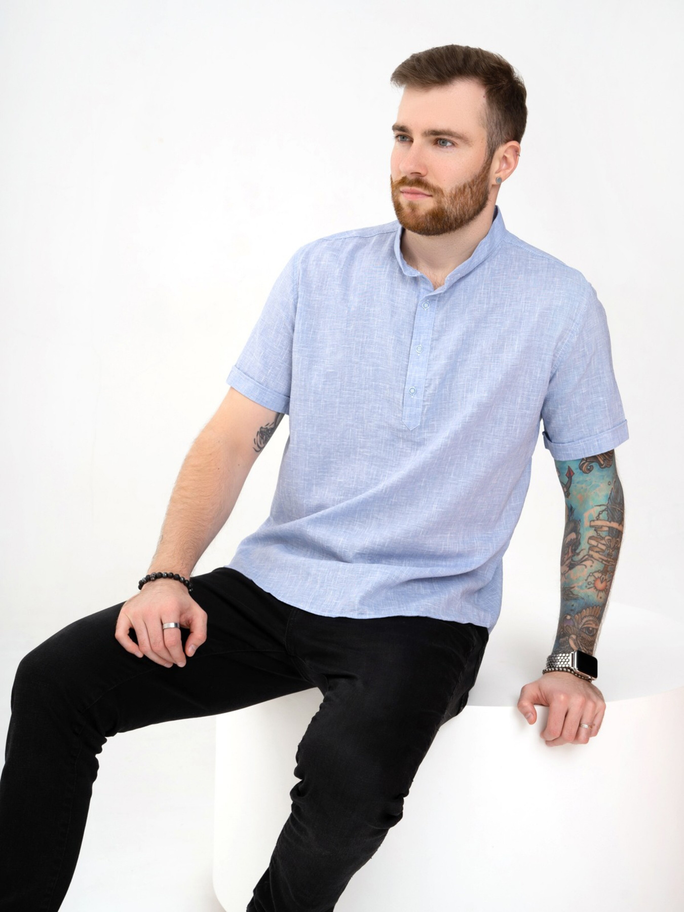 Рубашка ISSA Plus модель GN4-130_lightblue Фото