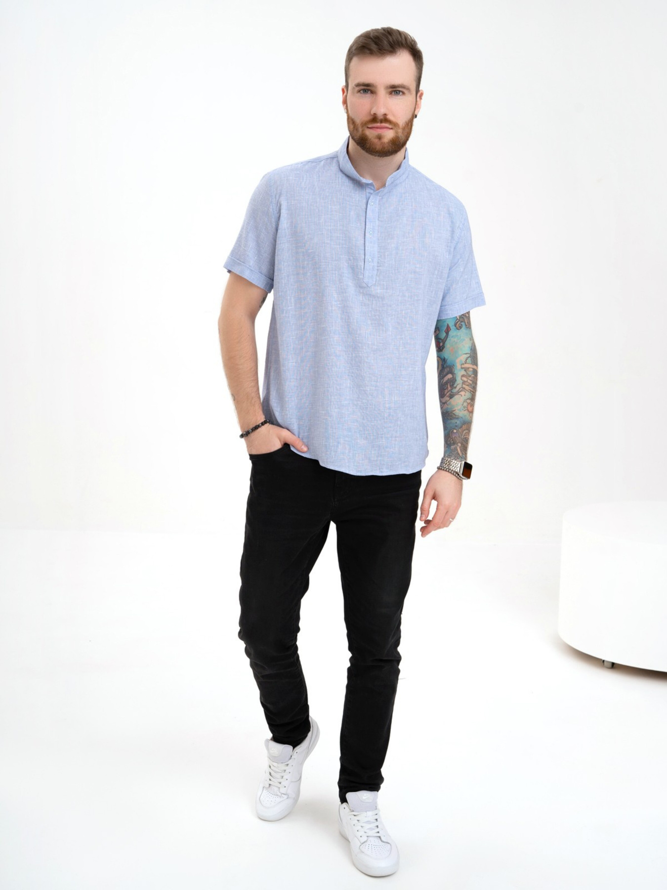 Рубашка ISSA Plus модель GN4-130_lightblue Фото