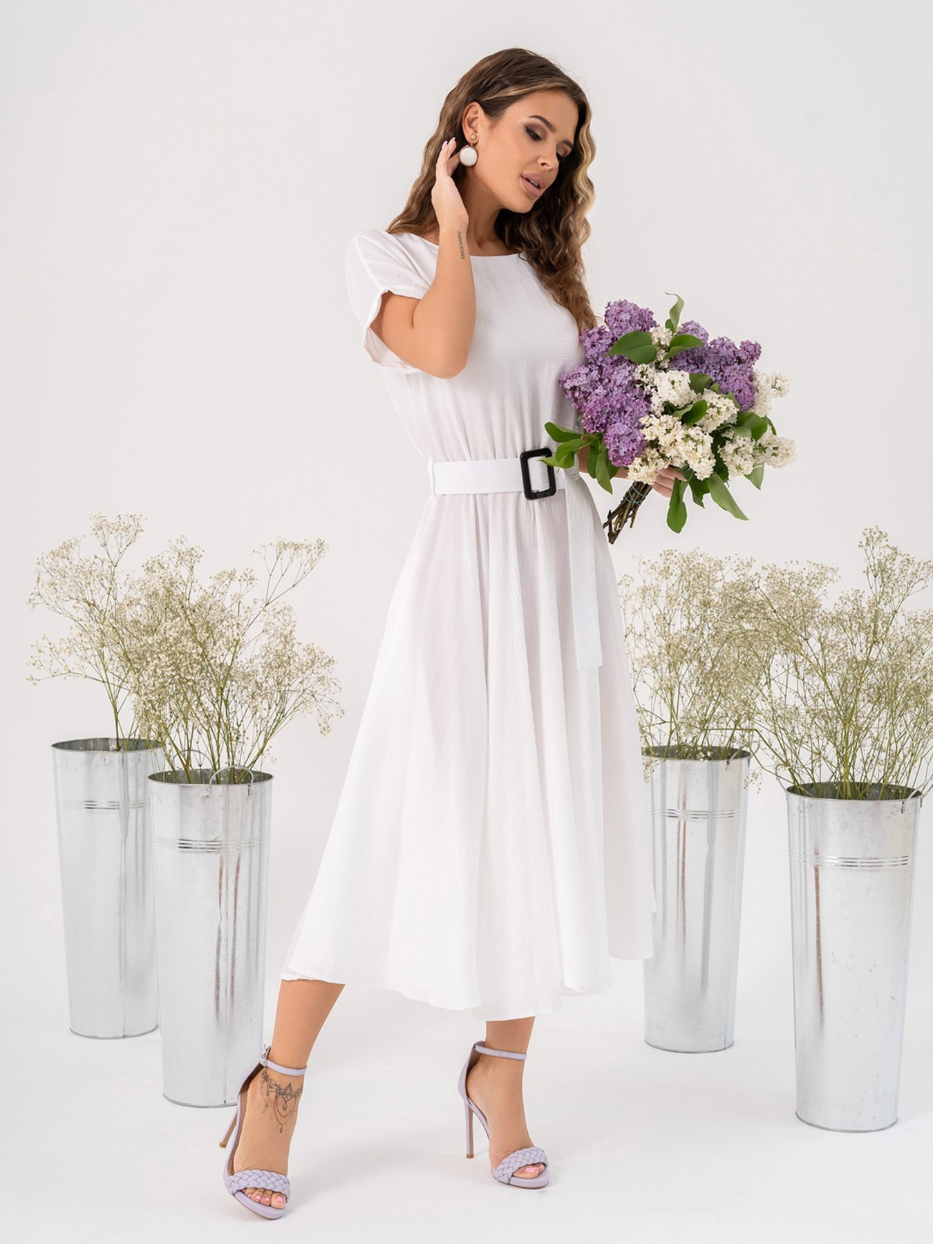 Сукня міді ISSA Plus модель 13998_white Фото