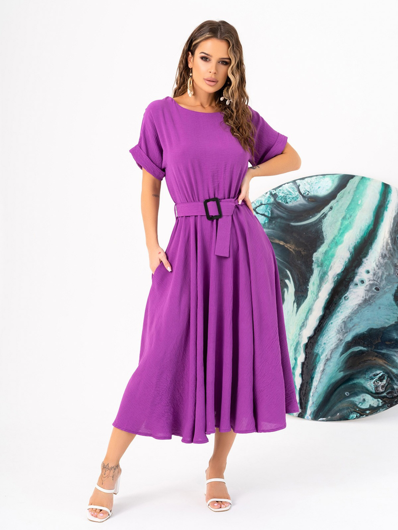 Платье миди ISSA Plus модель 13998_purple Фото