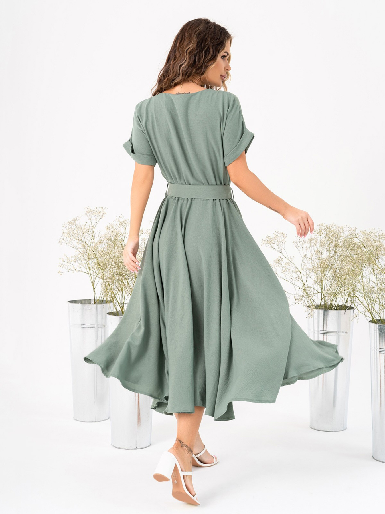 Платье миди ISSA Plus модель 13998_khaki Фото