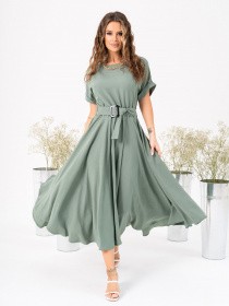 Сукня міді ISSA Plus модель 13998_khaki Сукня міді ISSA Plus модель 13998_khaki Фото