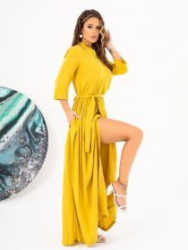 Платье макси ISSA Plus модель 14013_mustard Фото