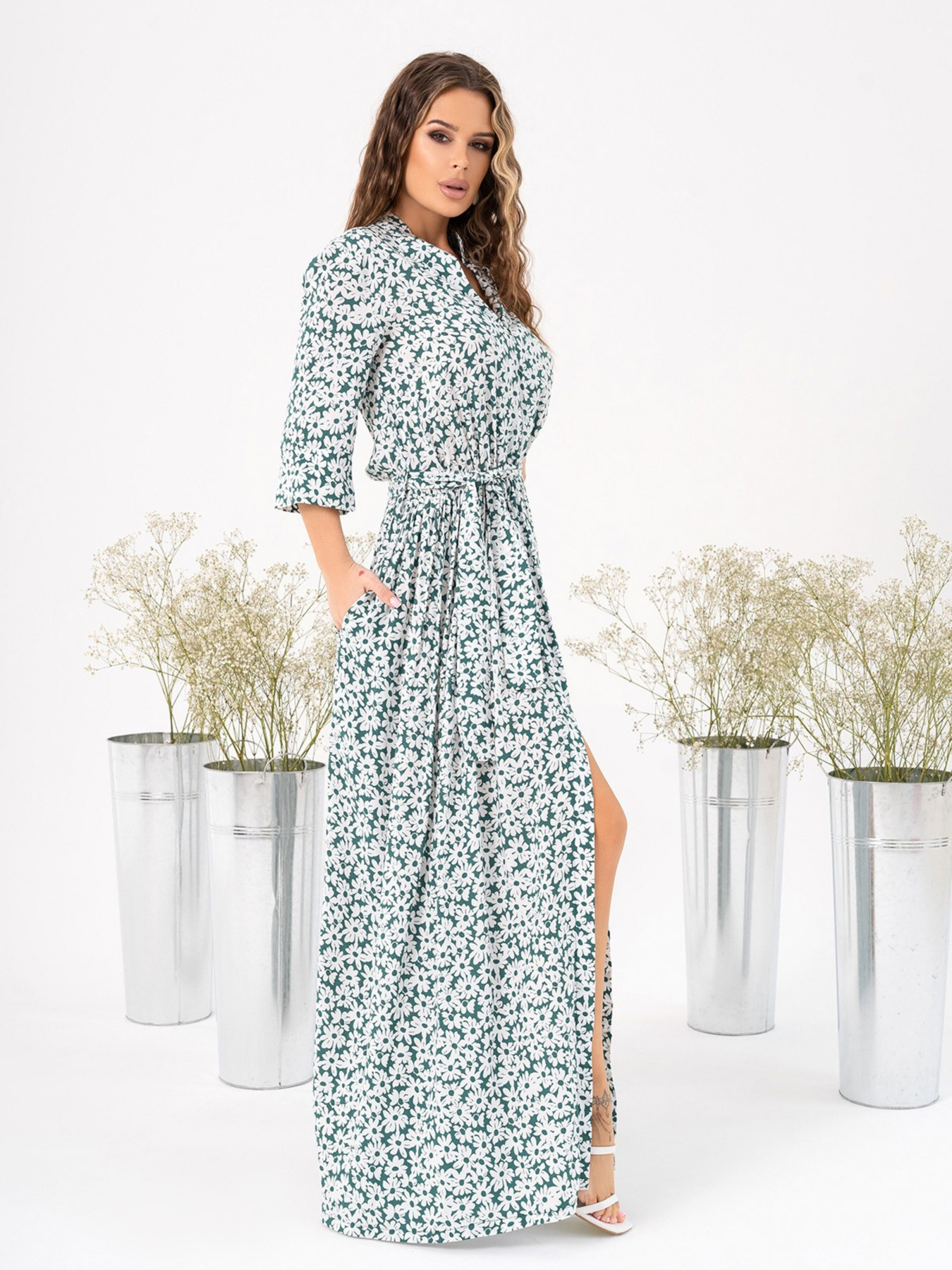 Сукня максі ISSA Plus модель 14015_green Фото