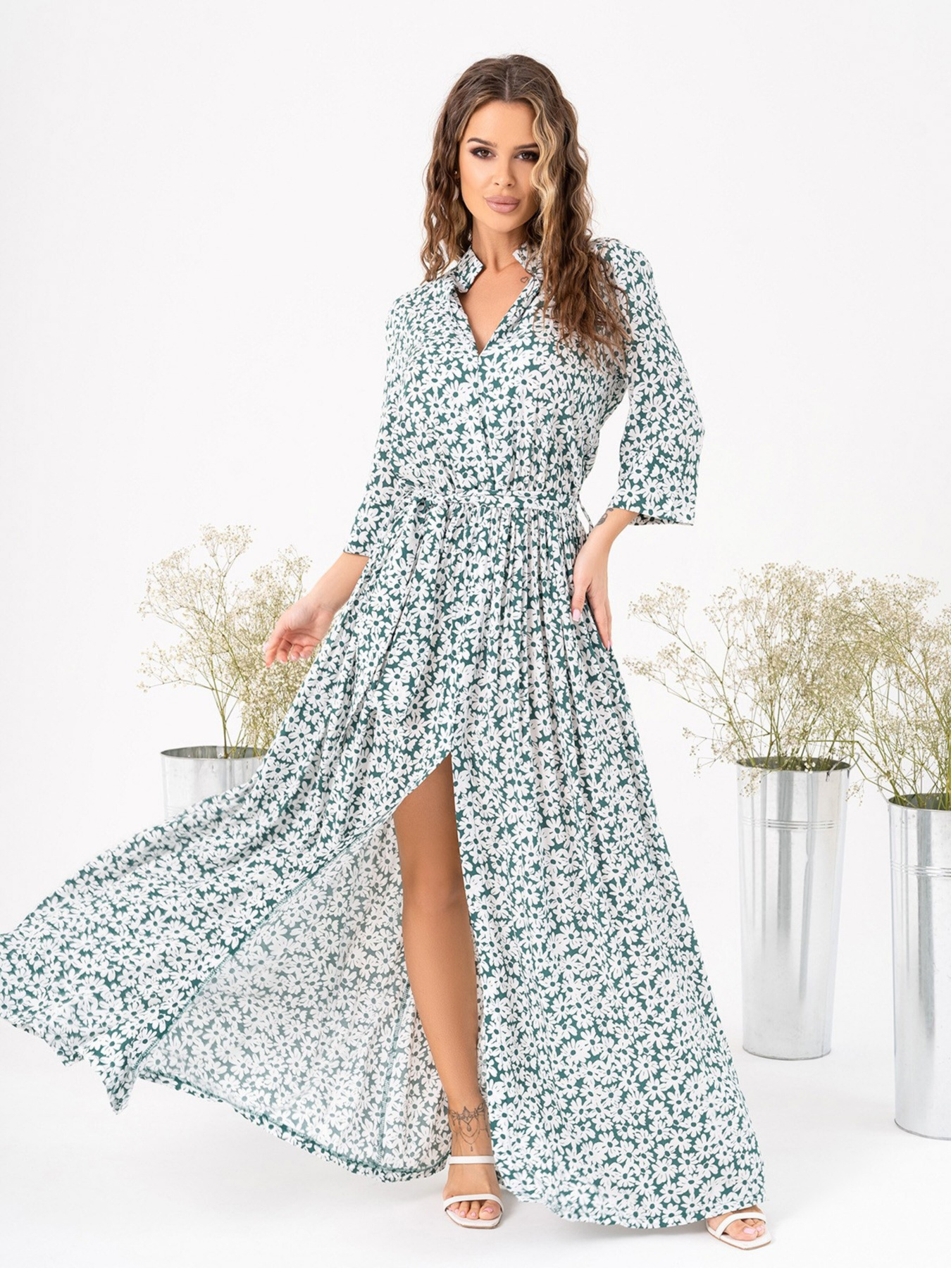 Сукня максі ISSA Plus модель 14015_green Фото