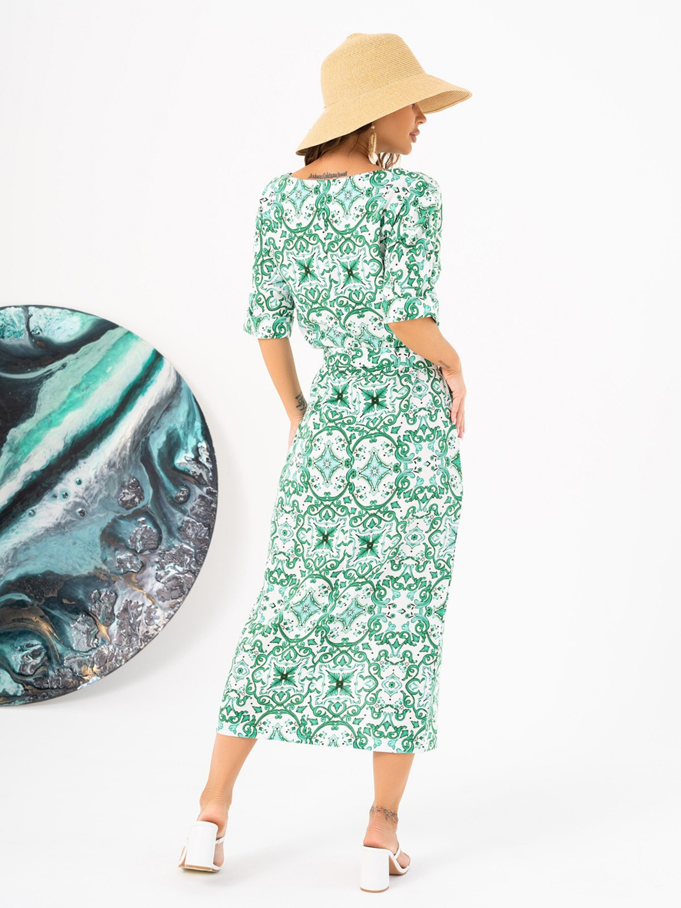 Сукня міді ISSA Plus модель 14021_green Фото