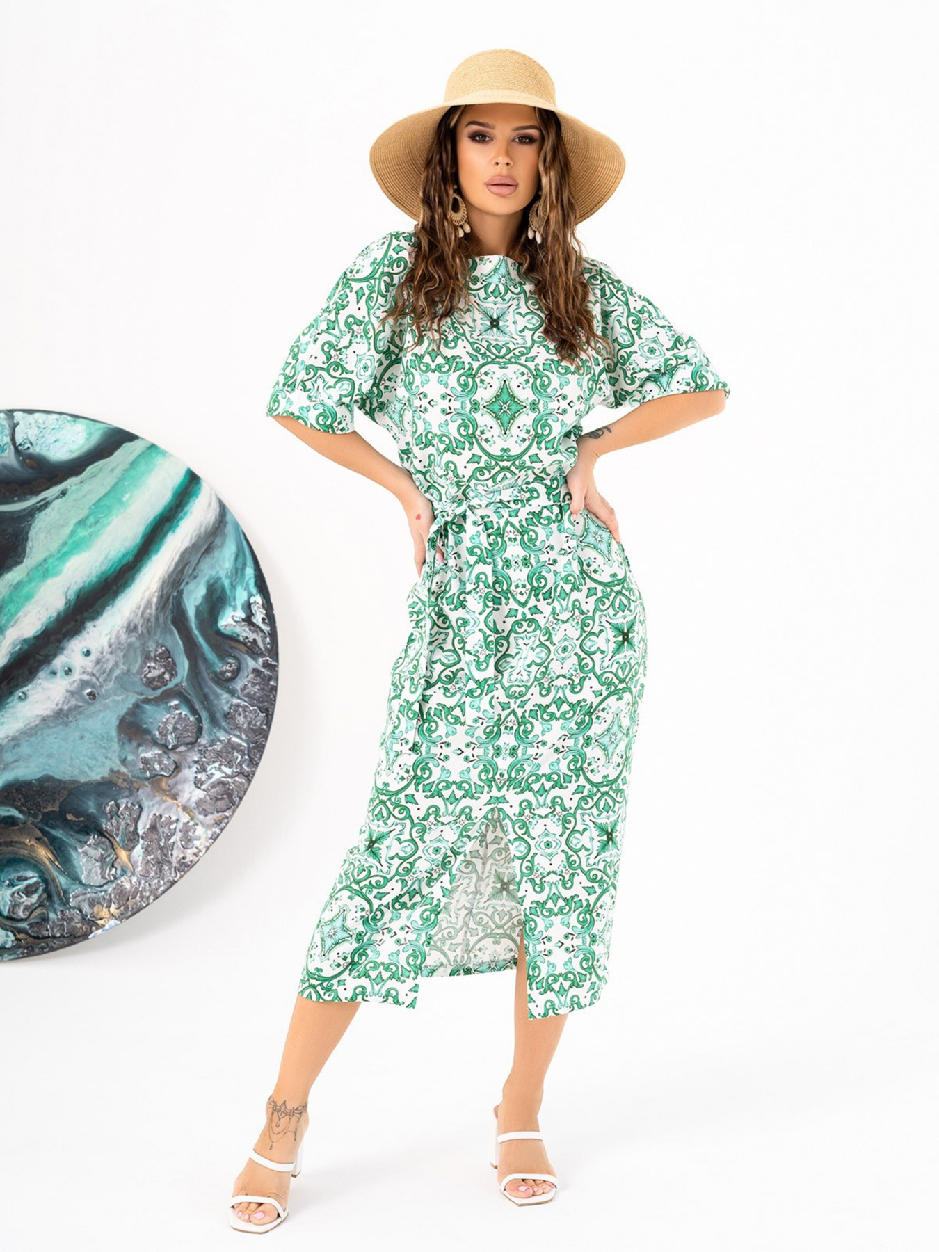 Сукня міді ISSA Plus модель 14021_green Фото