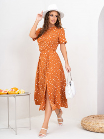 Платье миди ISSA Plus модель 14029_terracotta Фото