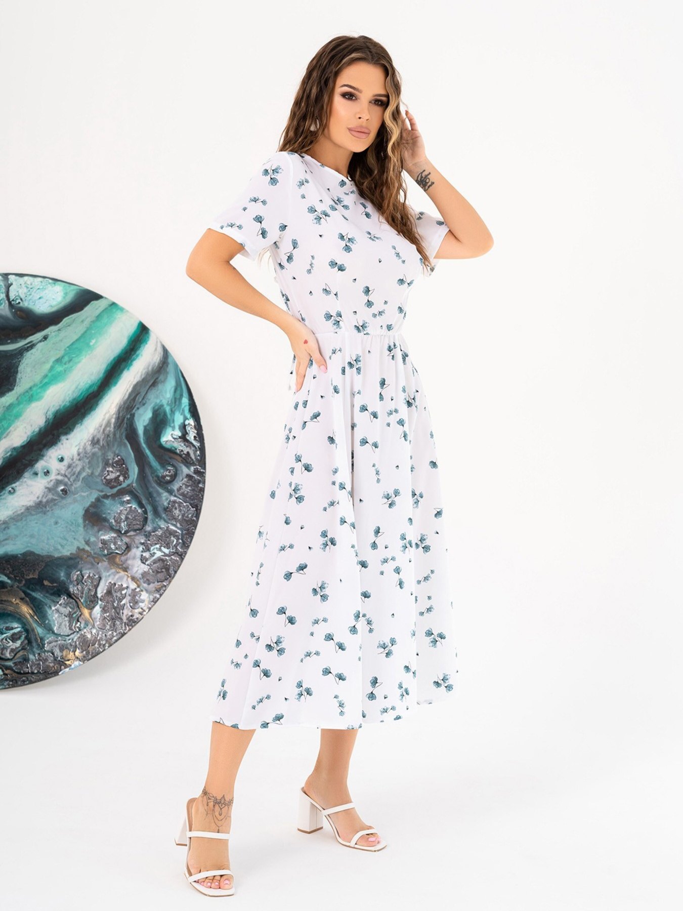 Сукня міді ISSA Plus модель 14032_white Сукня міді ISSA Plus модель 14032_white Фото