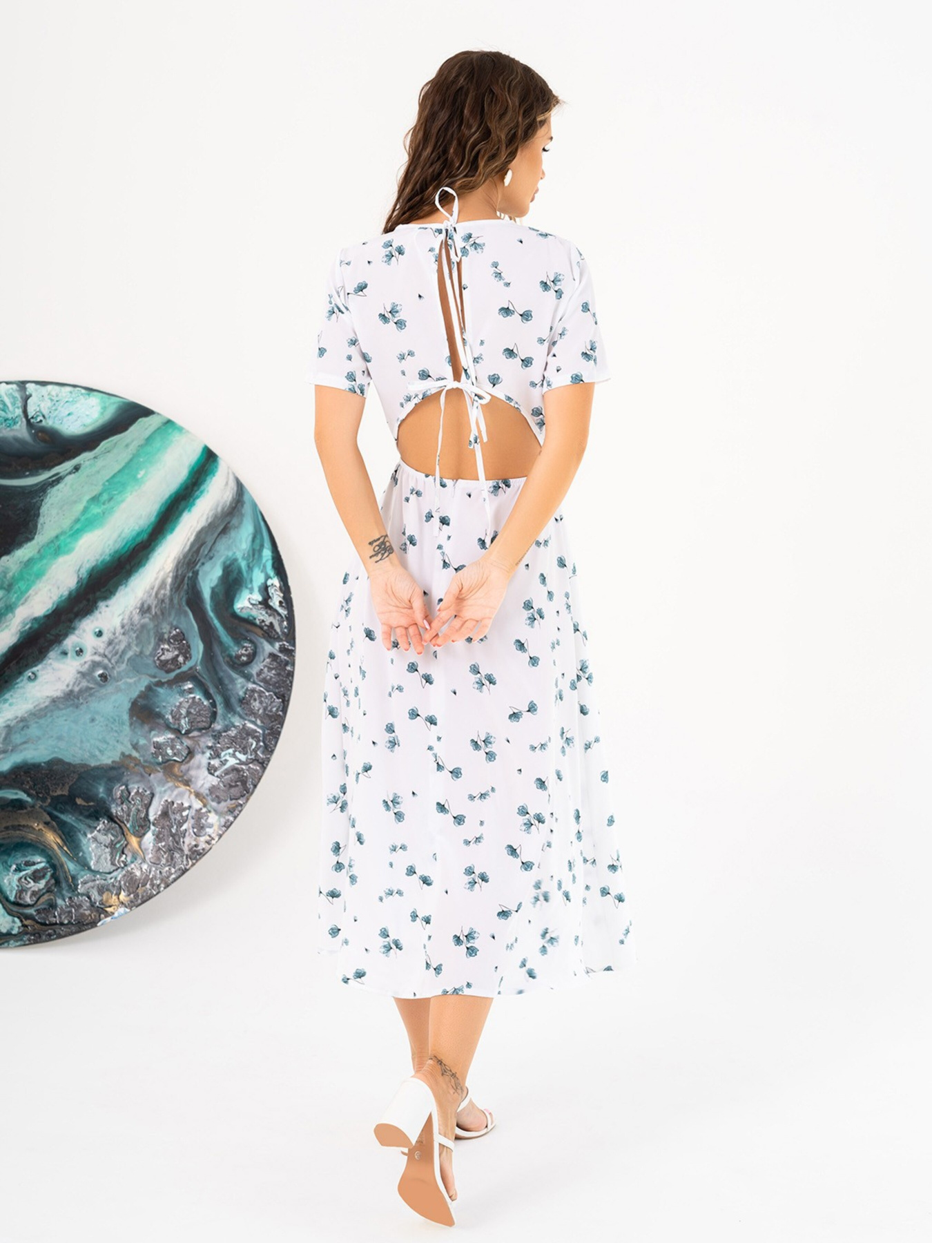 Сукня міді ISSA Plus модель 14032_white Сукня міді ISSA Plus модель 14032_white Фото