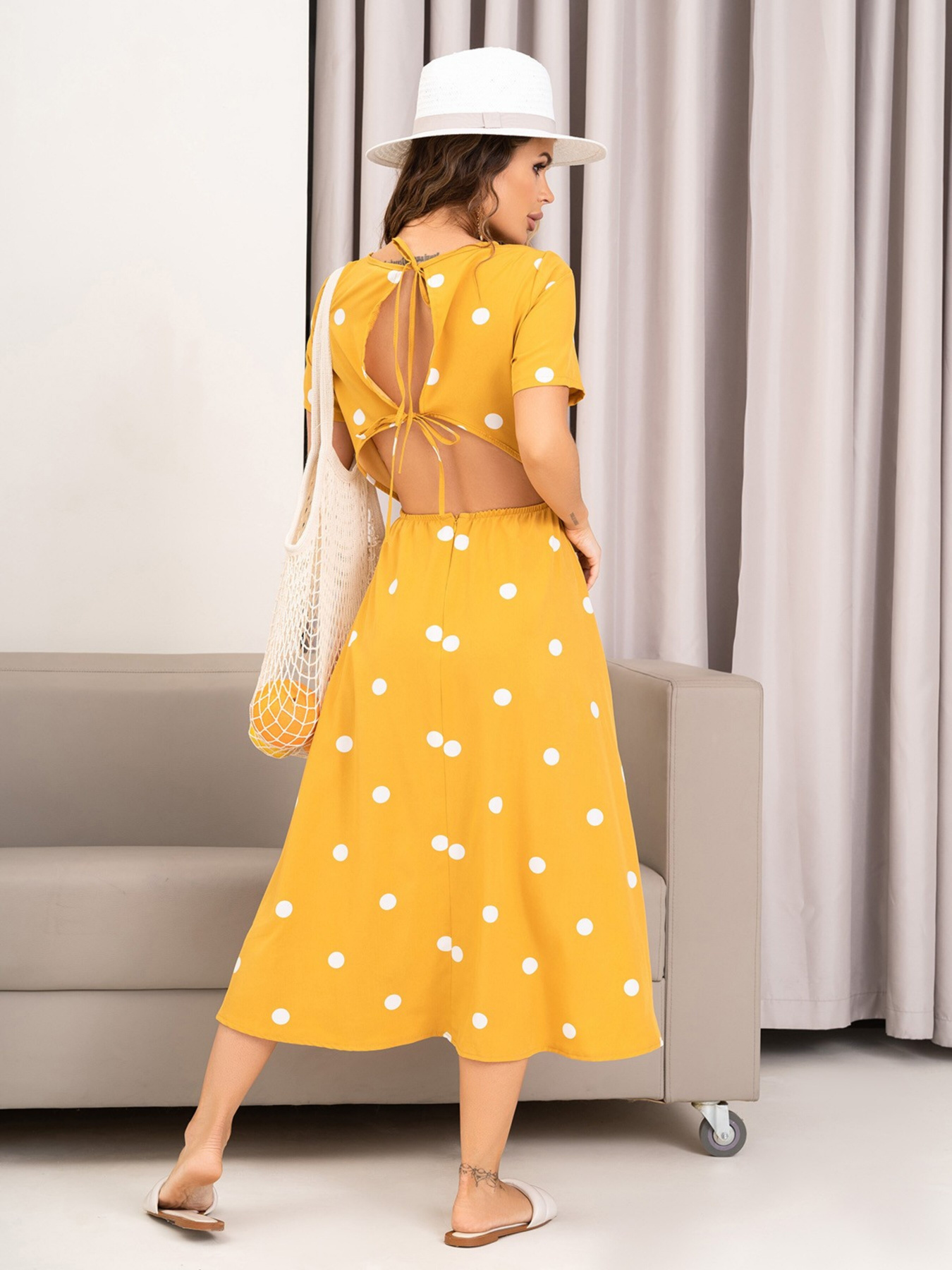 Платье миди ISSA Plus модель 14034_mustard Фото