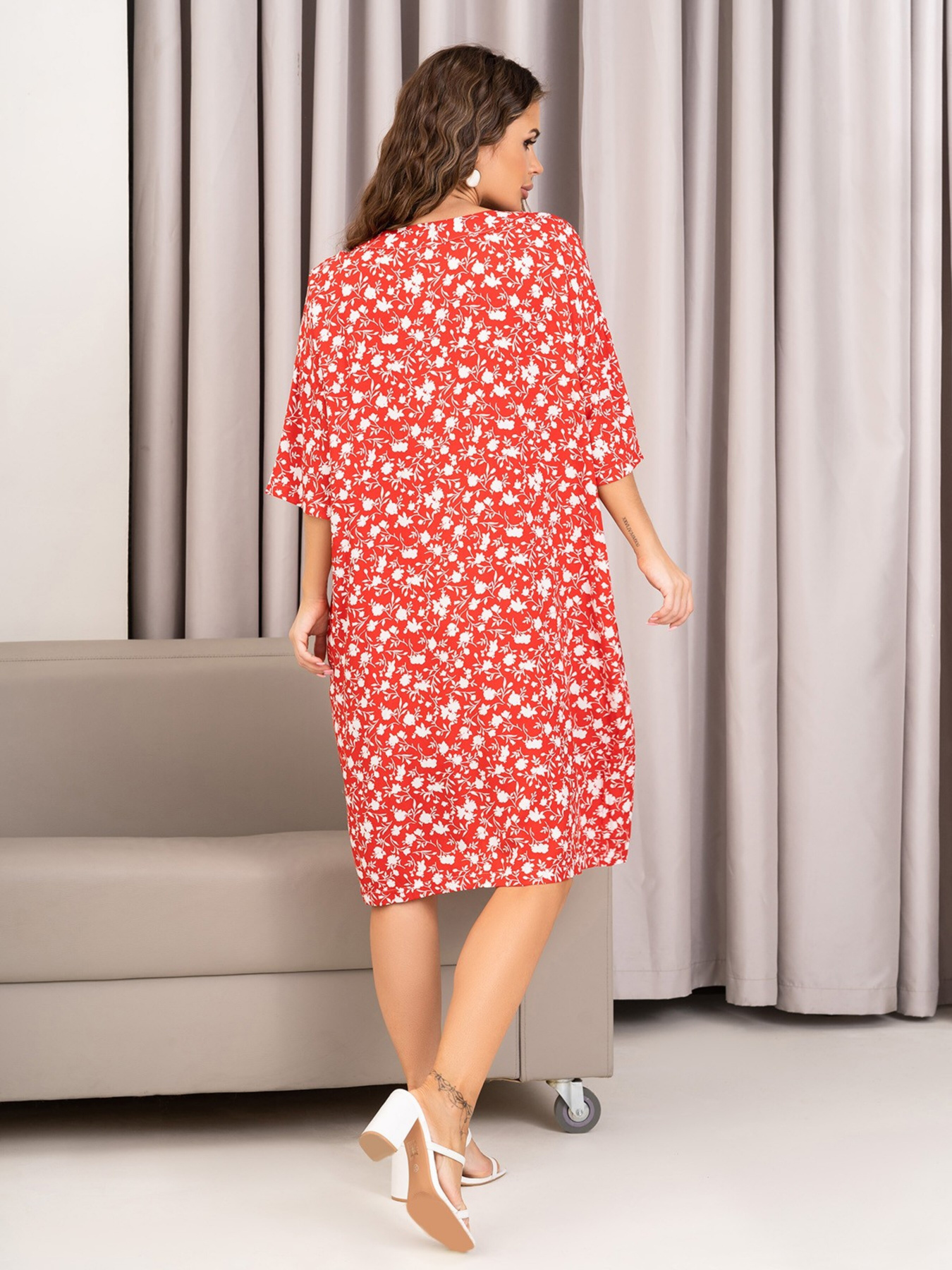 Сукня міді ISSA Plus модель 14002_red Сукня міді ISSA Plus модель 14002_red Фото