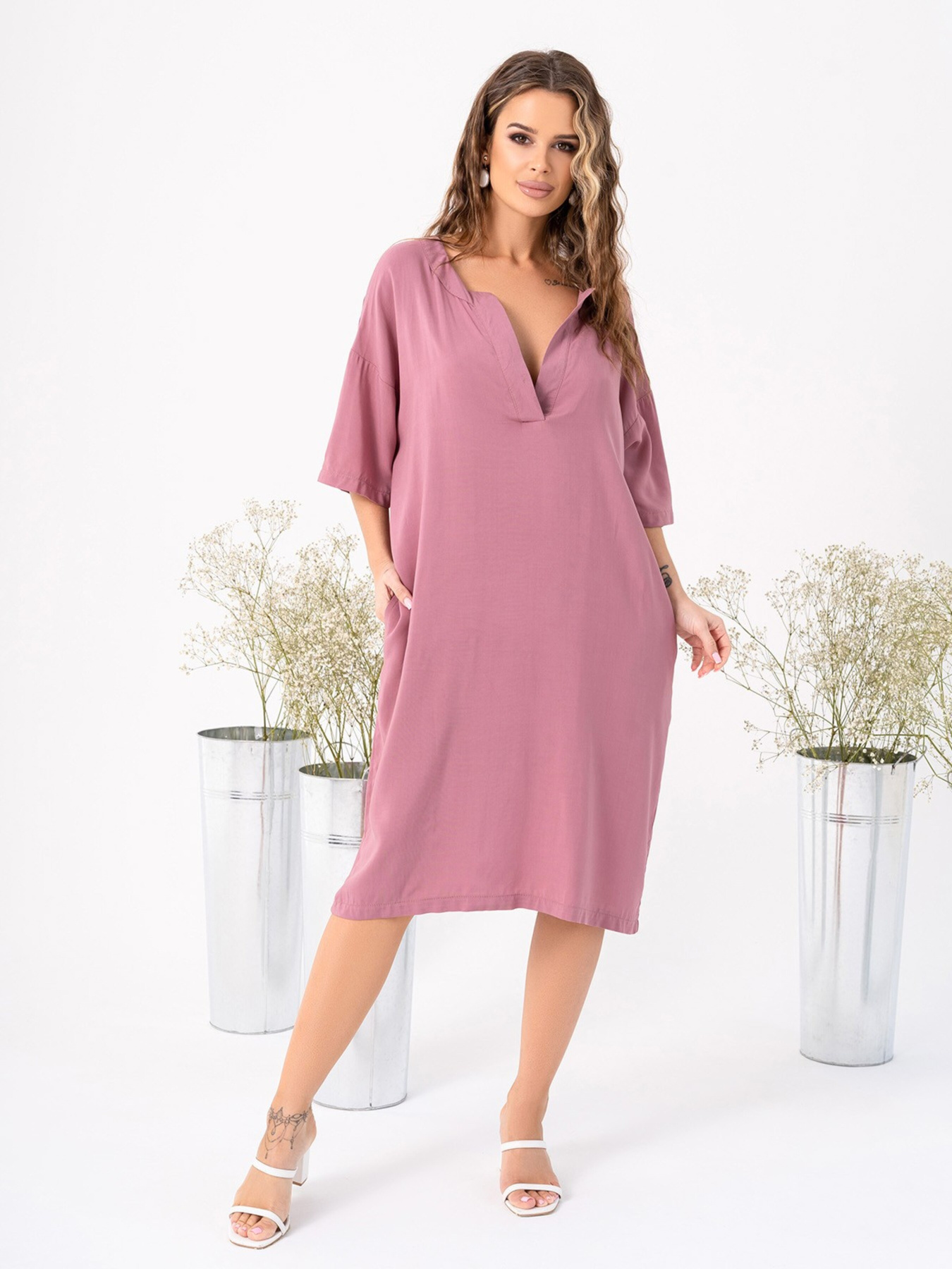 Платье миди ISSA Plus модель 14003_pink Фото