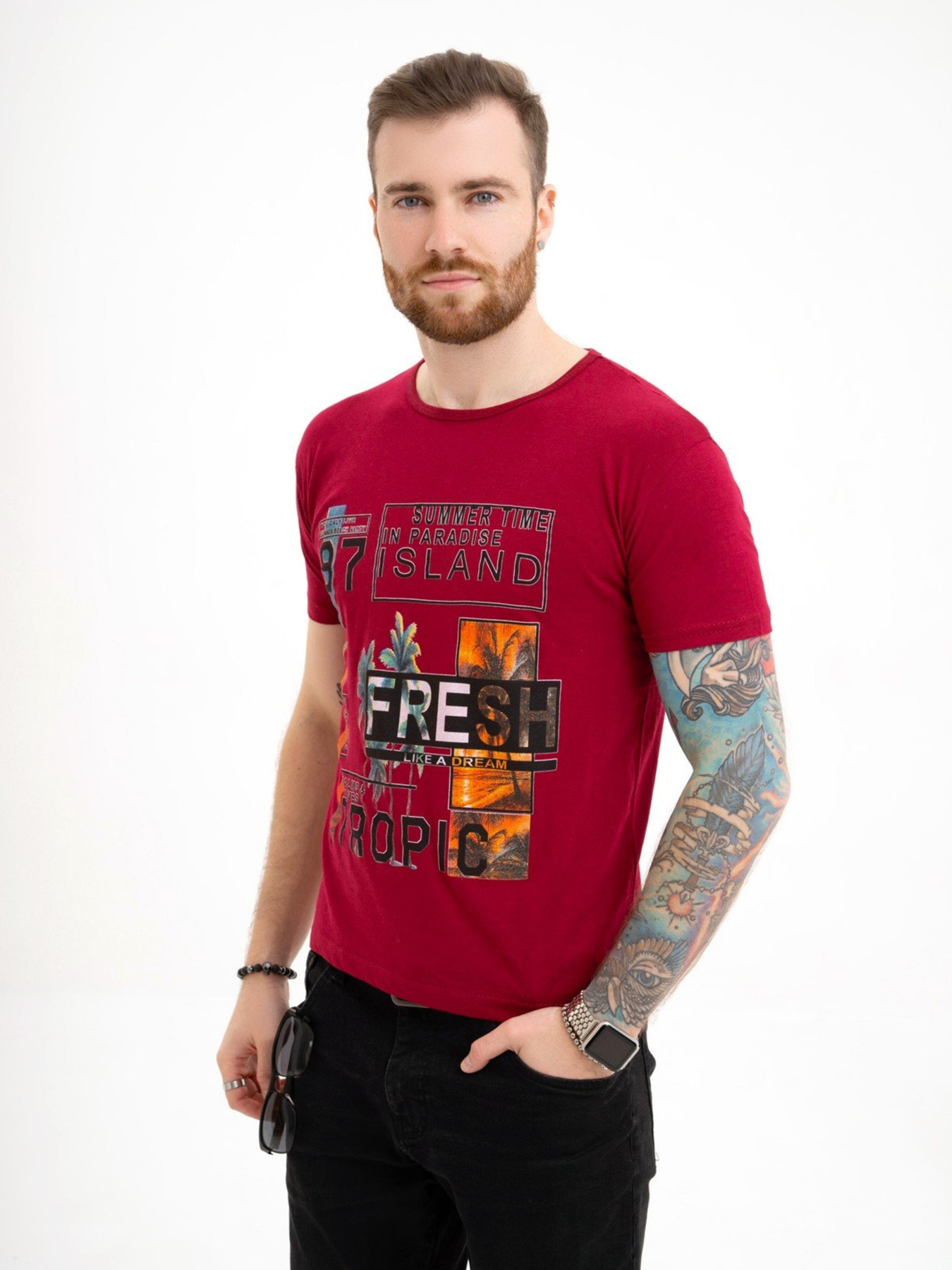 Футболка ISSA Plus модель GN4-126_burgundy Фото