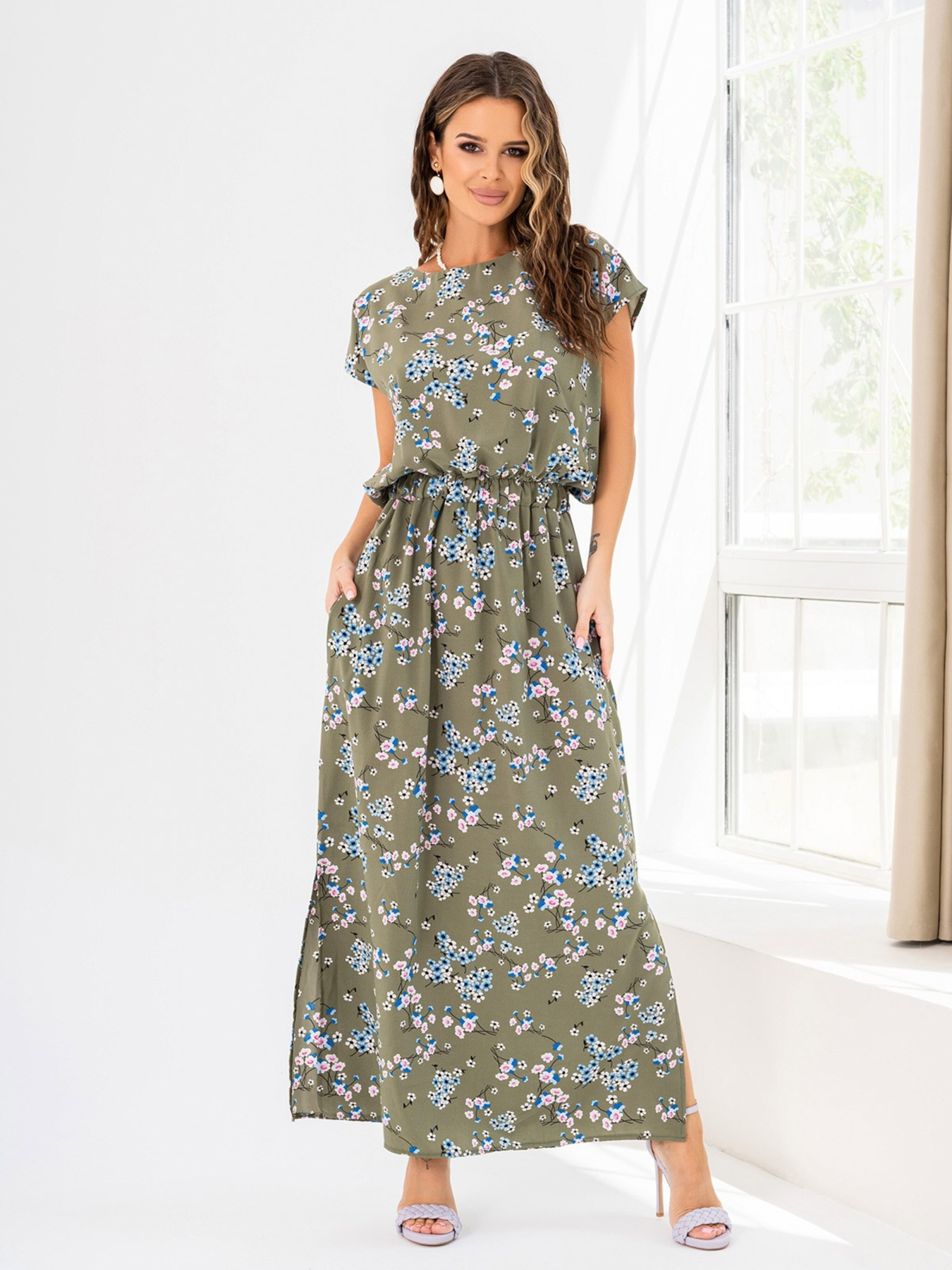 Платье макси ISSA Plus модель 14028_khaki Фото