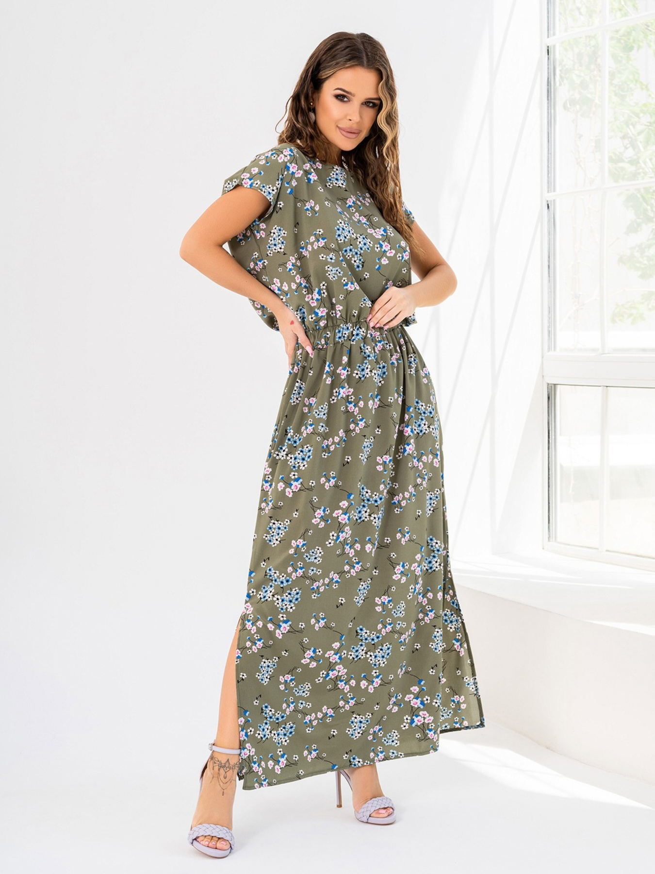 Сукня максі ISSA Plus модель 14028_khaki Фото