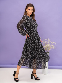 Платье миди ISSA Plus модель 13846_black Платье миди ISSA Plus модель 13846_black Фото