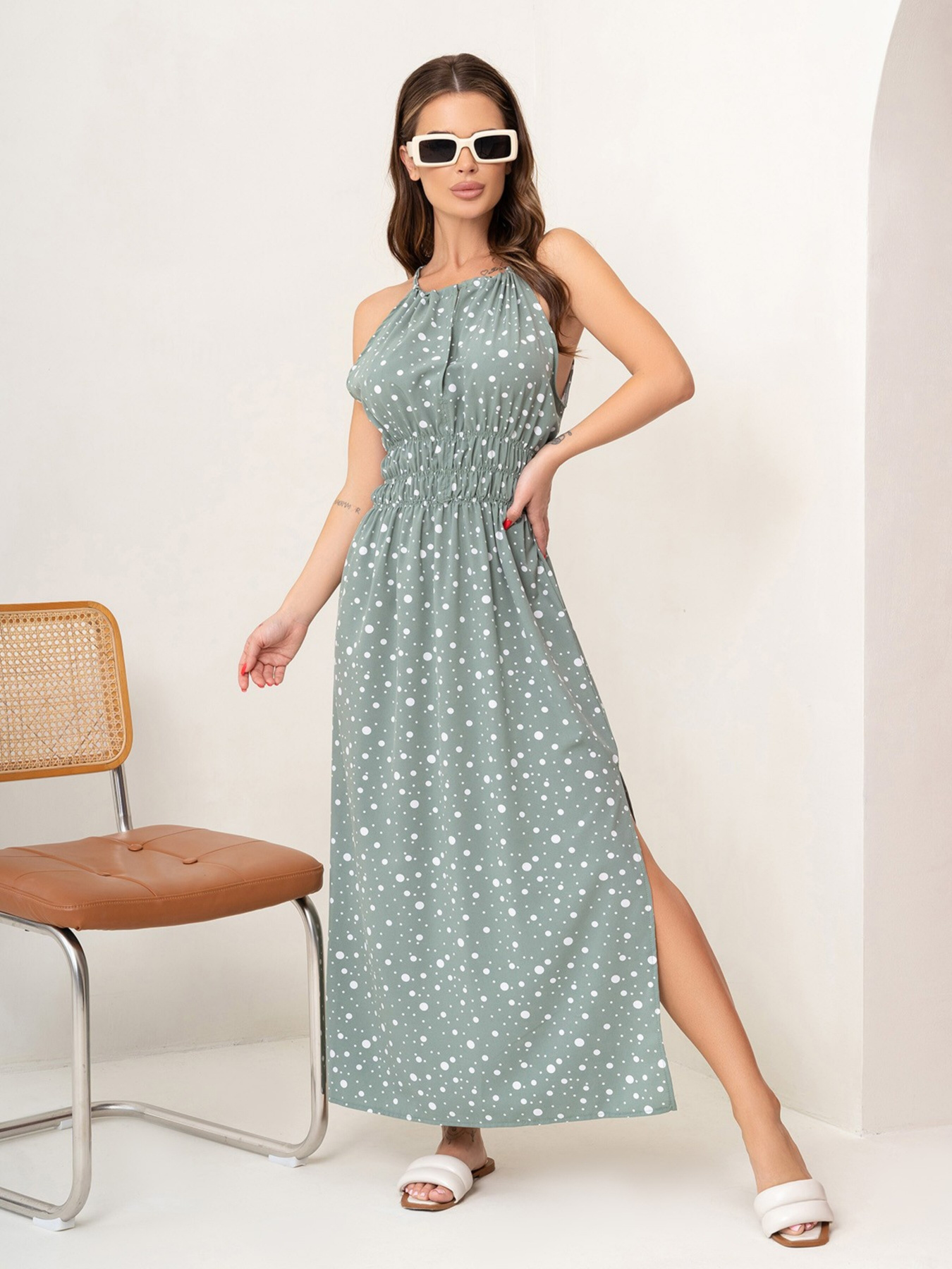 Сарафан ISSA Plus модель 14068_olive Фото