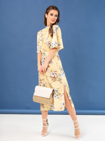 Платье миди ISSA Plus модель SA-459A_yellow Фото