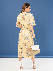 Платье миди ISSA Plus модель SA-459A_yellow Платье миди ISSA Plus модель SA-459A_yellow Фото