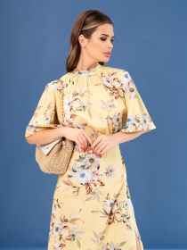 Платье миди ISSA Plus модель SA-459A_yellow Платье миди ISSA Plus модель SA-459A_yellow Фото