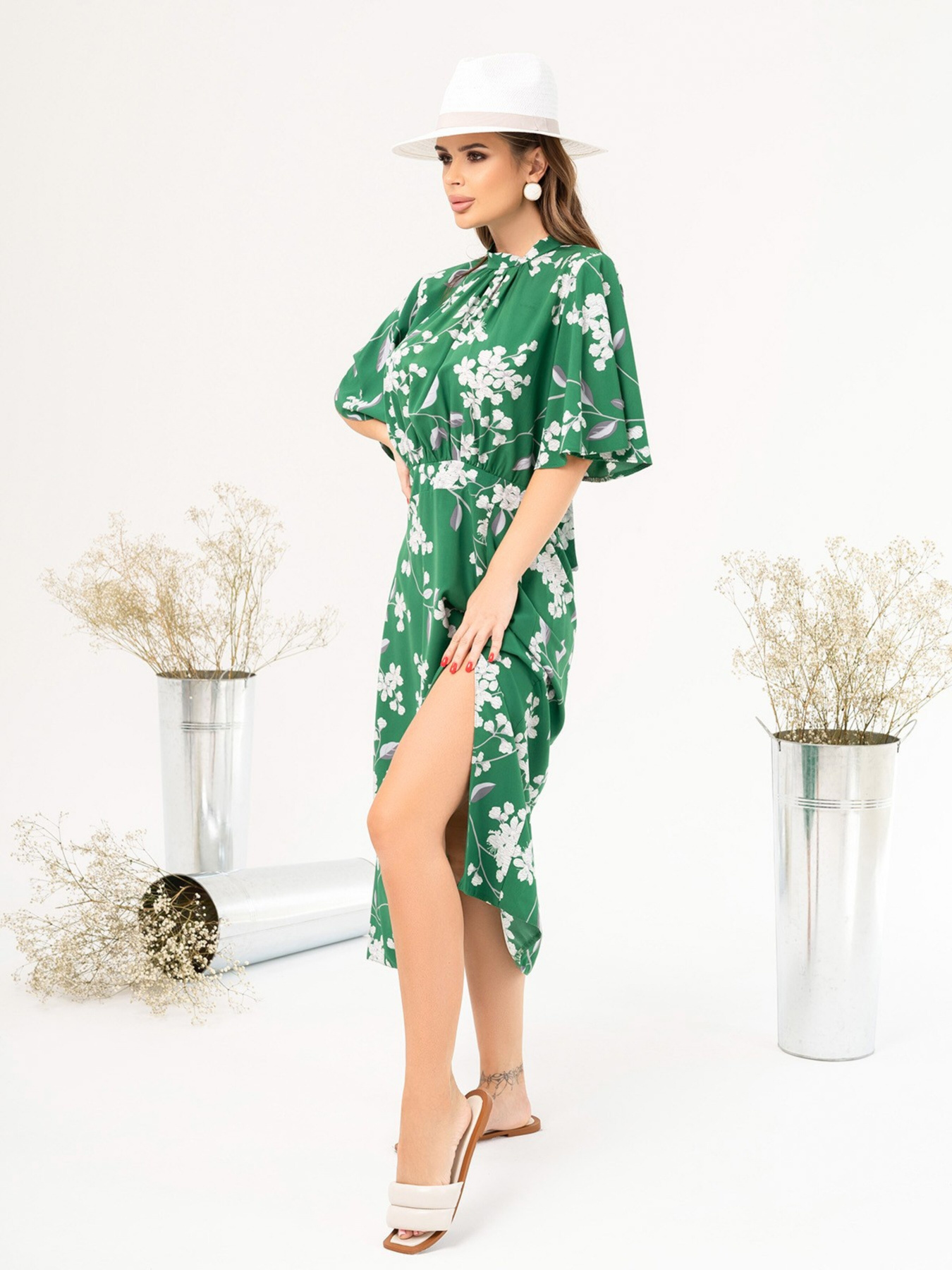 Сукня міді ISSA Plus модель SA-459A_green Фото