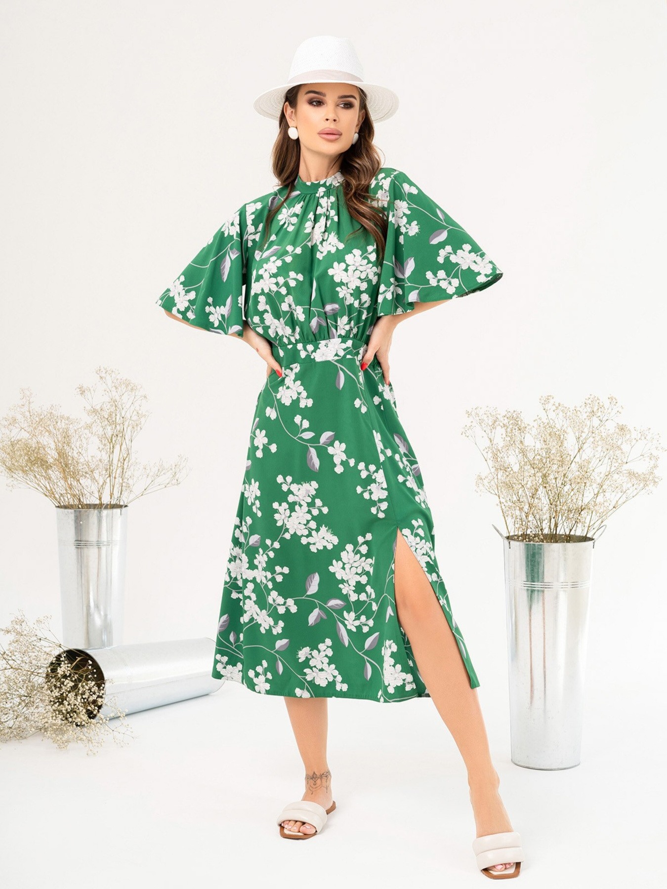 Сукня міді ISSA Plus модель SA-459A_green Фото