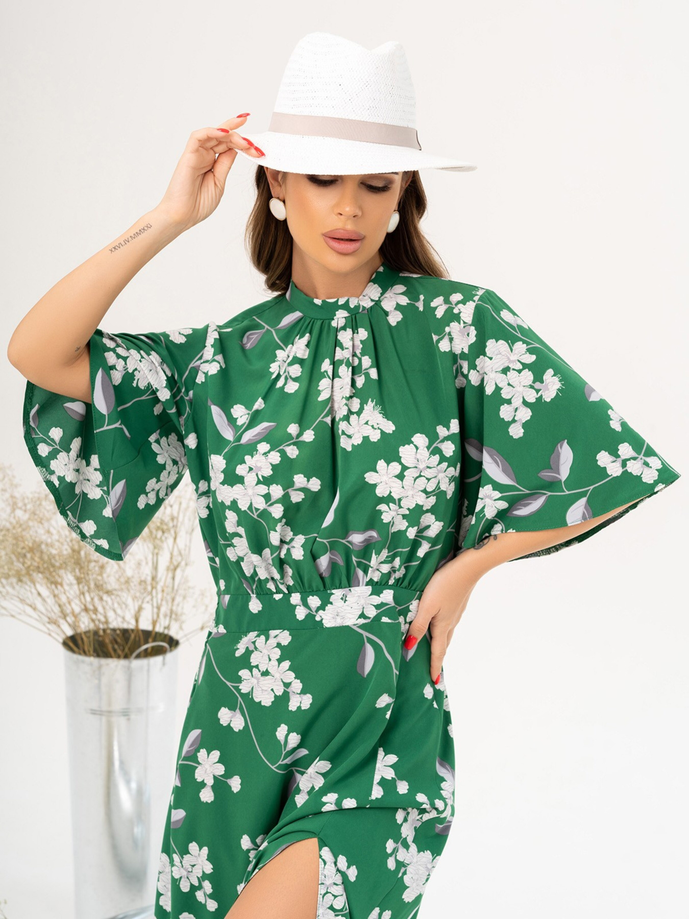 Платье миди ISSA Plus модель SA-459A_green Фото