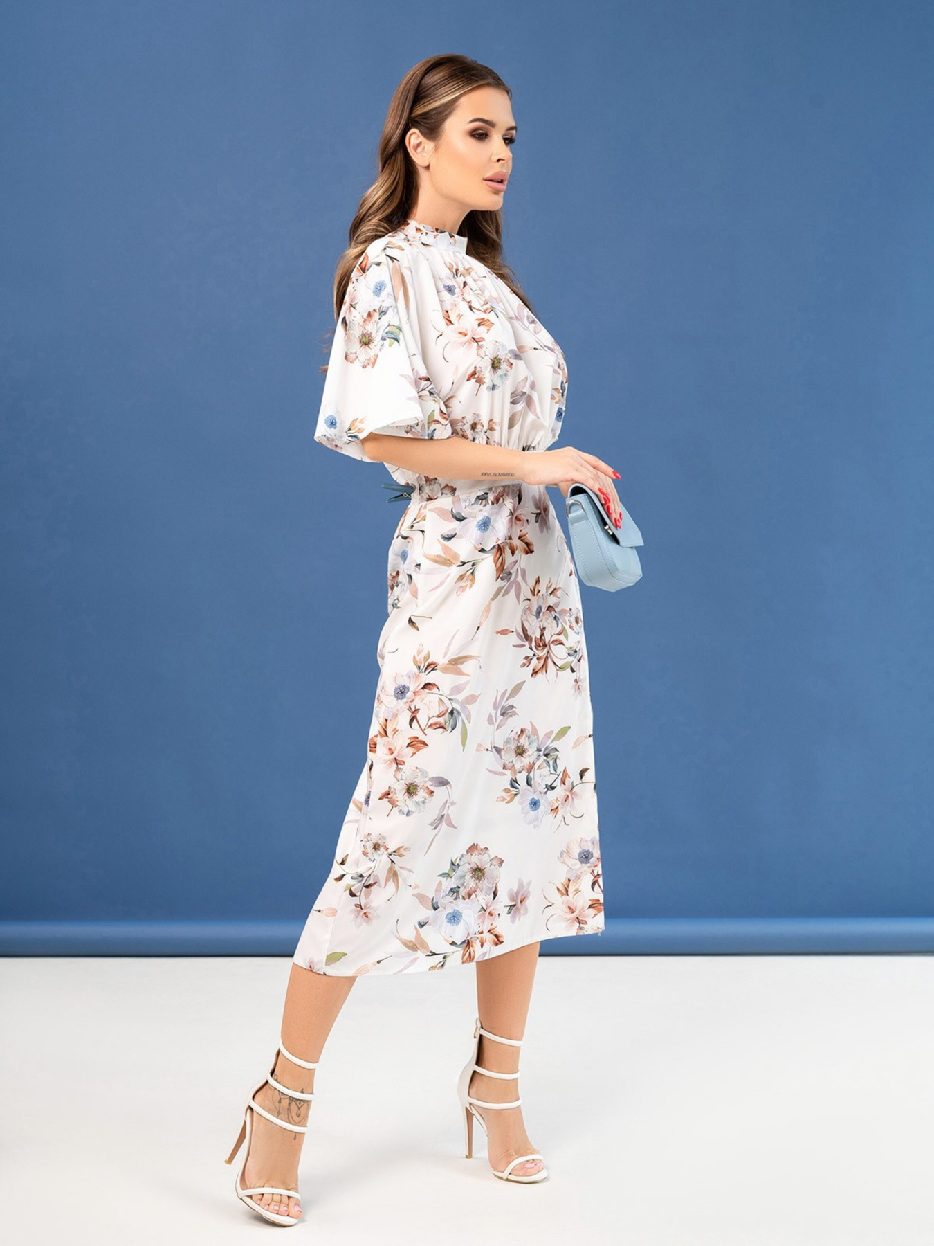 Платье миди ISSA Plus модель SA-459A_milky Фото