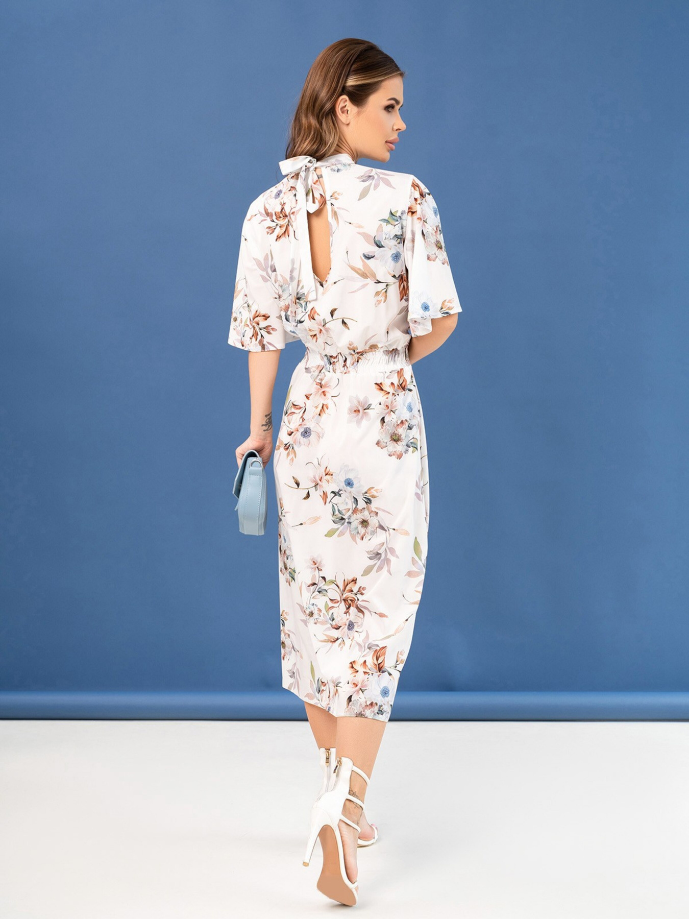 Платье миди ISSA Plus модель SA-459A_milky Фото