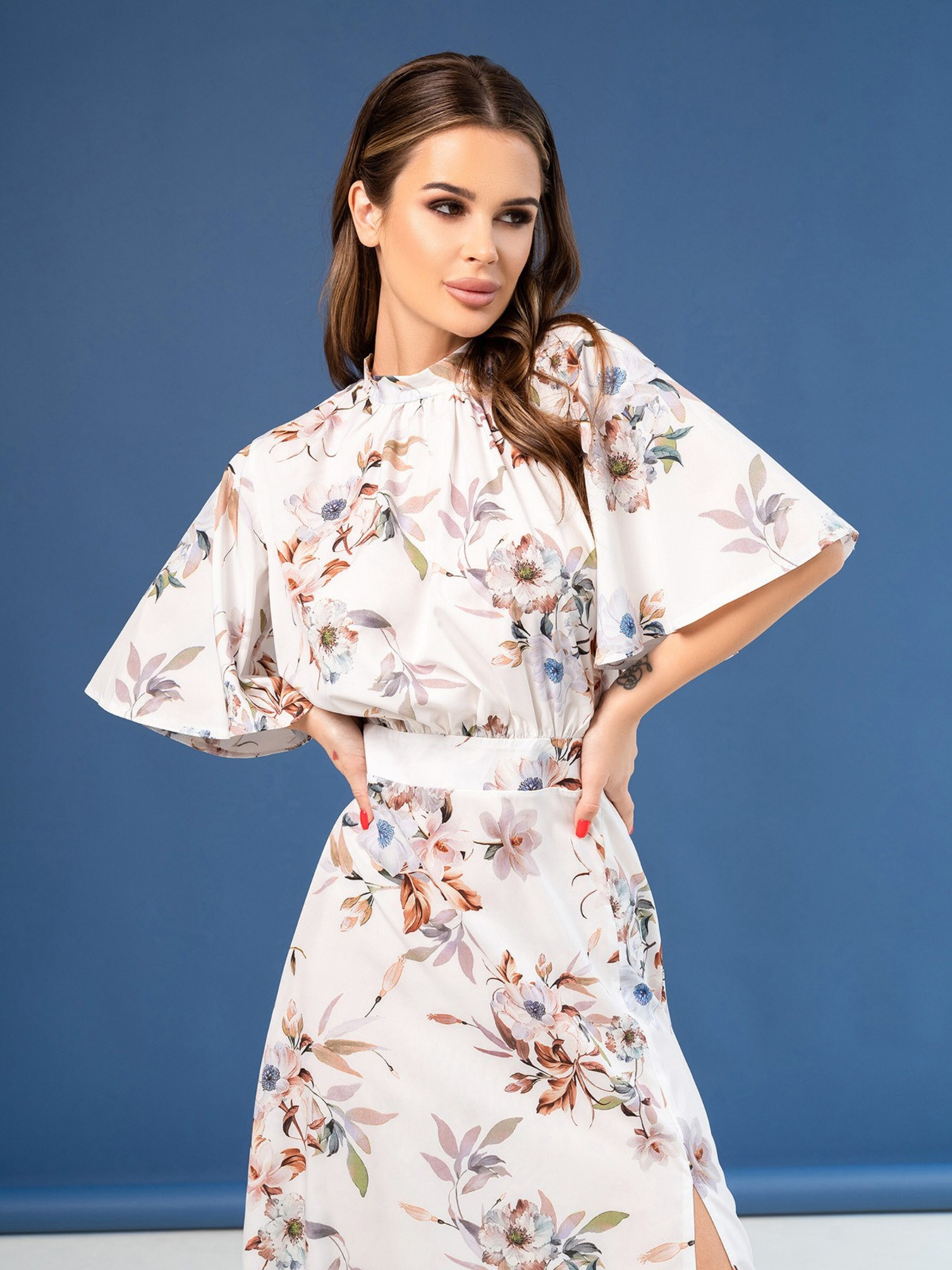 Платье миди ISSA Plus модель SA-459A_milky Фото