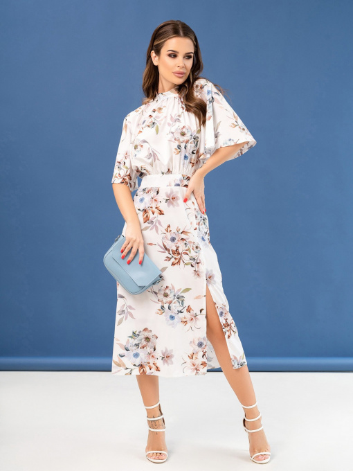 Платье миди ISSA Plus модель SA-459A_milky Фото