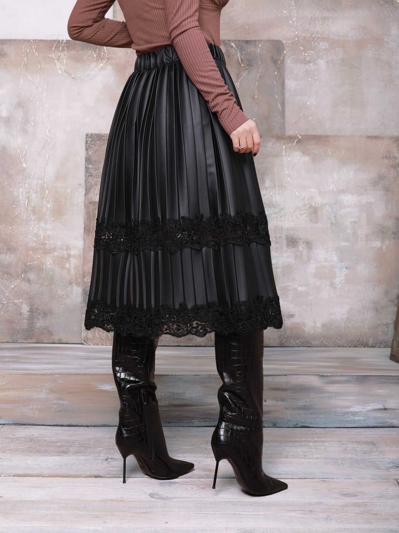 Юбка миди ISSA Plus модель 12333_black Фото