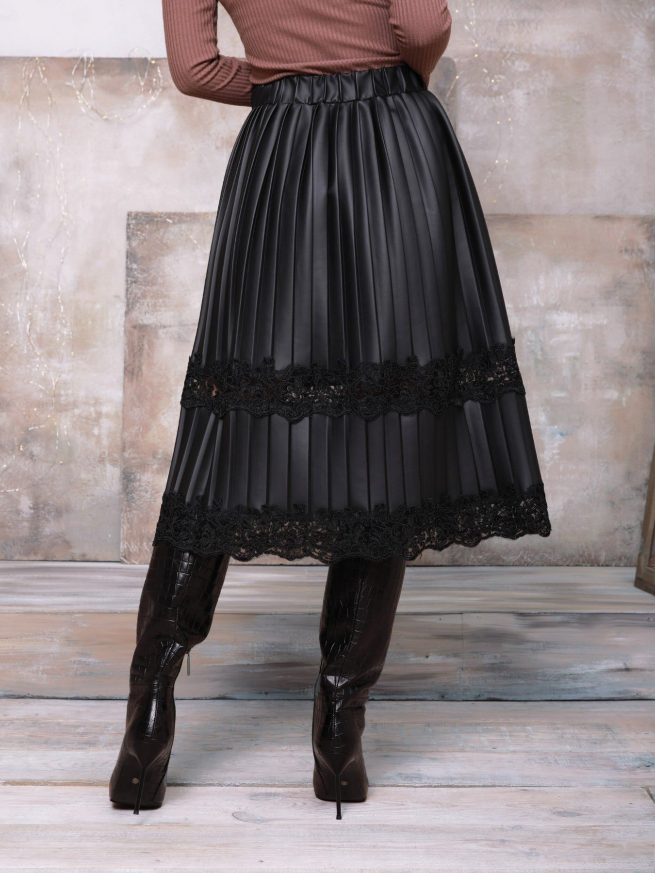 Спідниця міді ISSA Plus модель 12333_black Фото