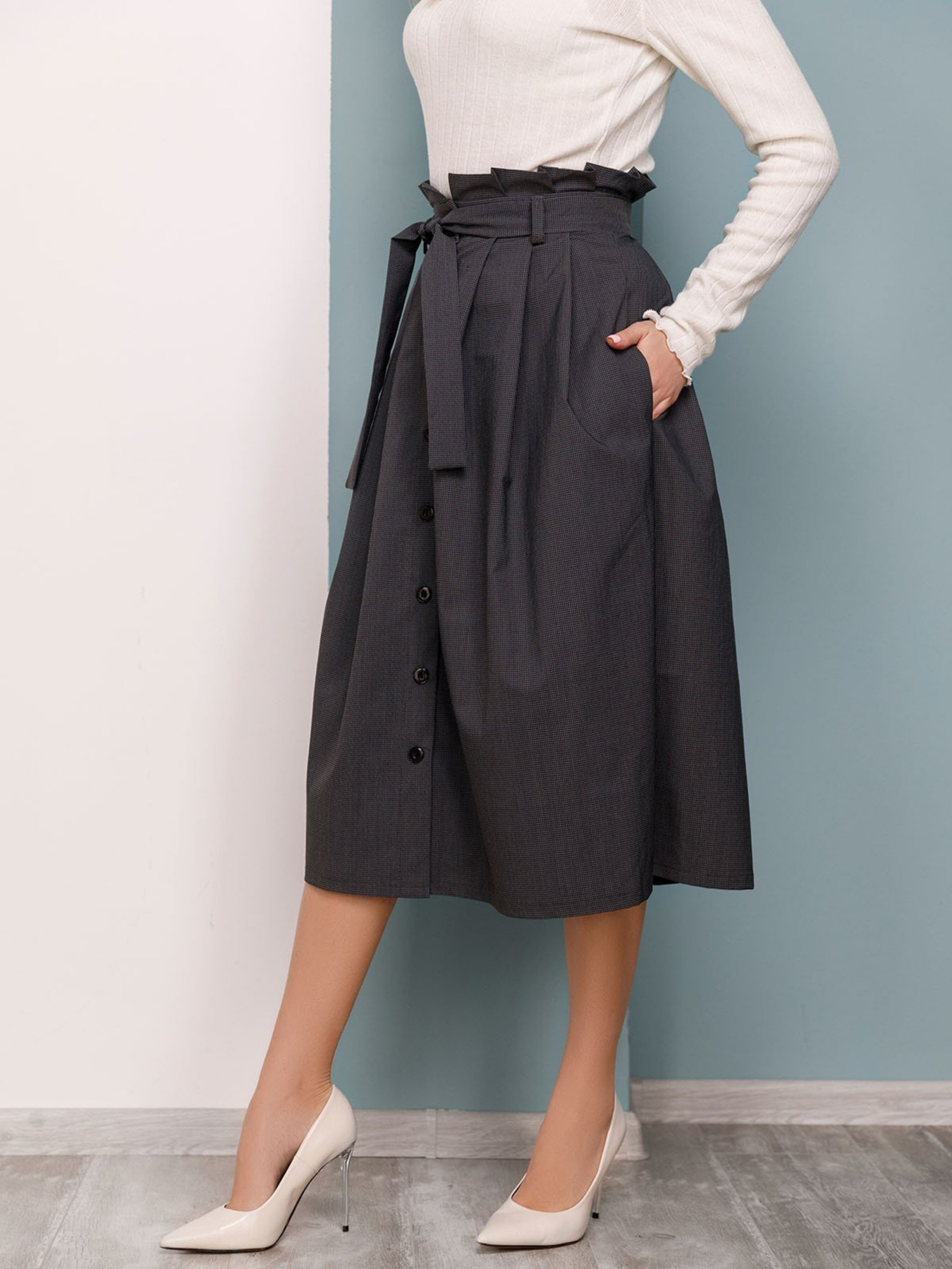 Юбка миди ISSA Plus модель 12464_grey Фото