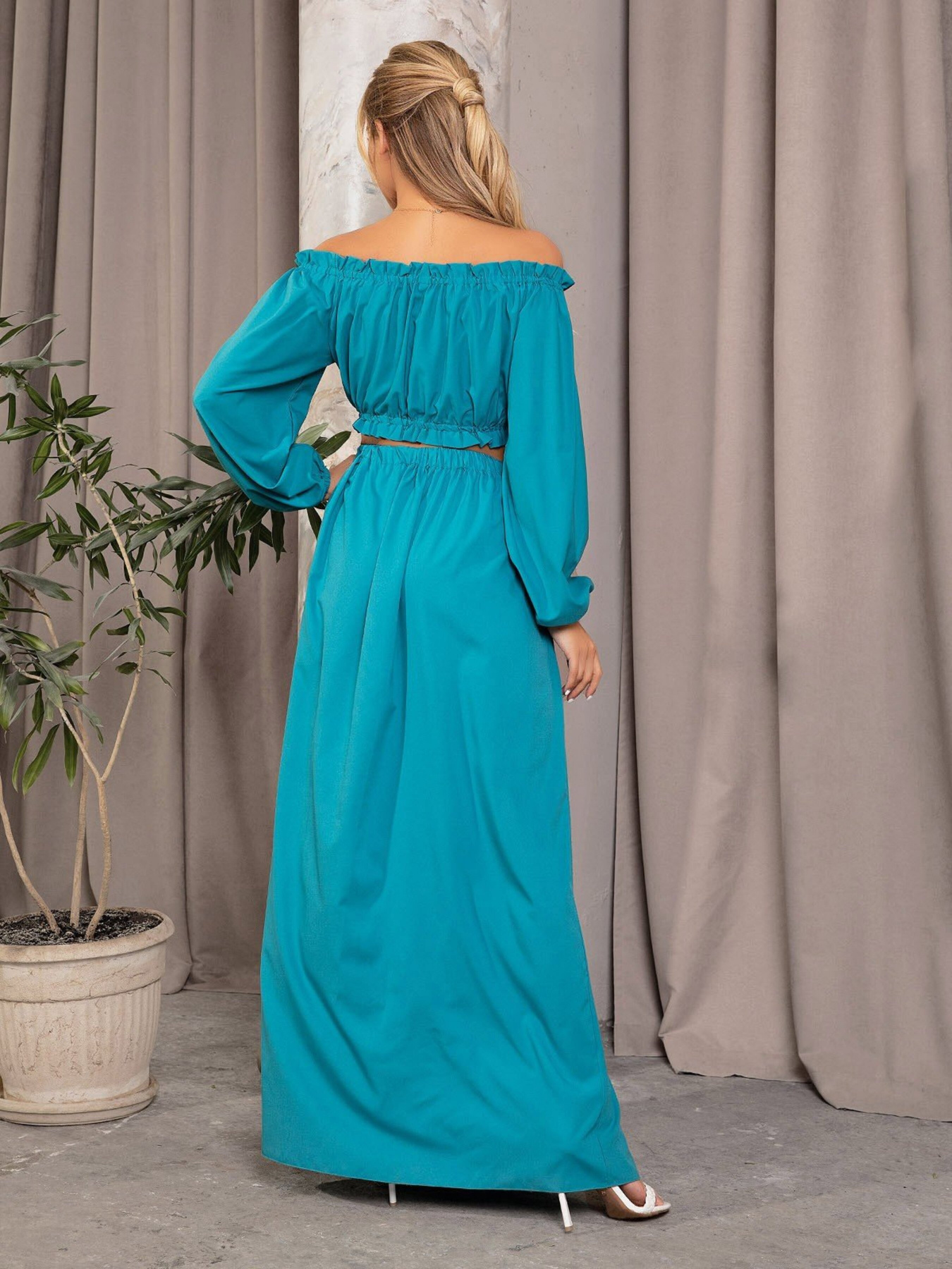Повседневный костюм ISSA Plus модель 12690_turquoise Фото