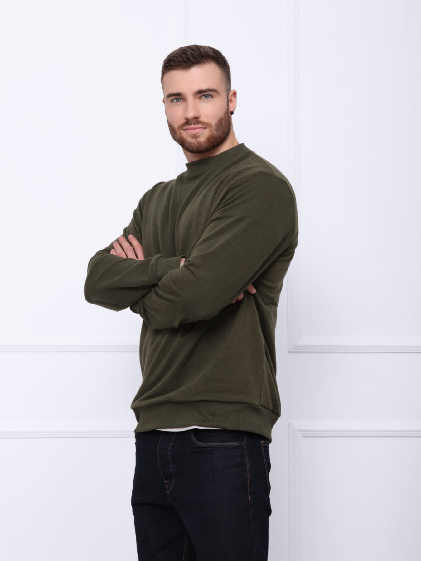 Світшот ISSA Plus модель GN-419_khaki Фото