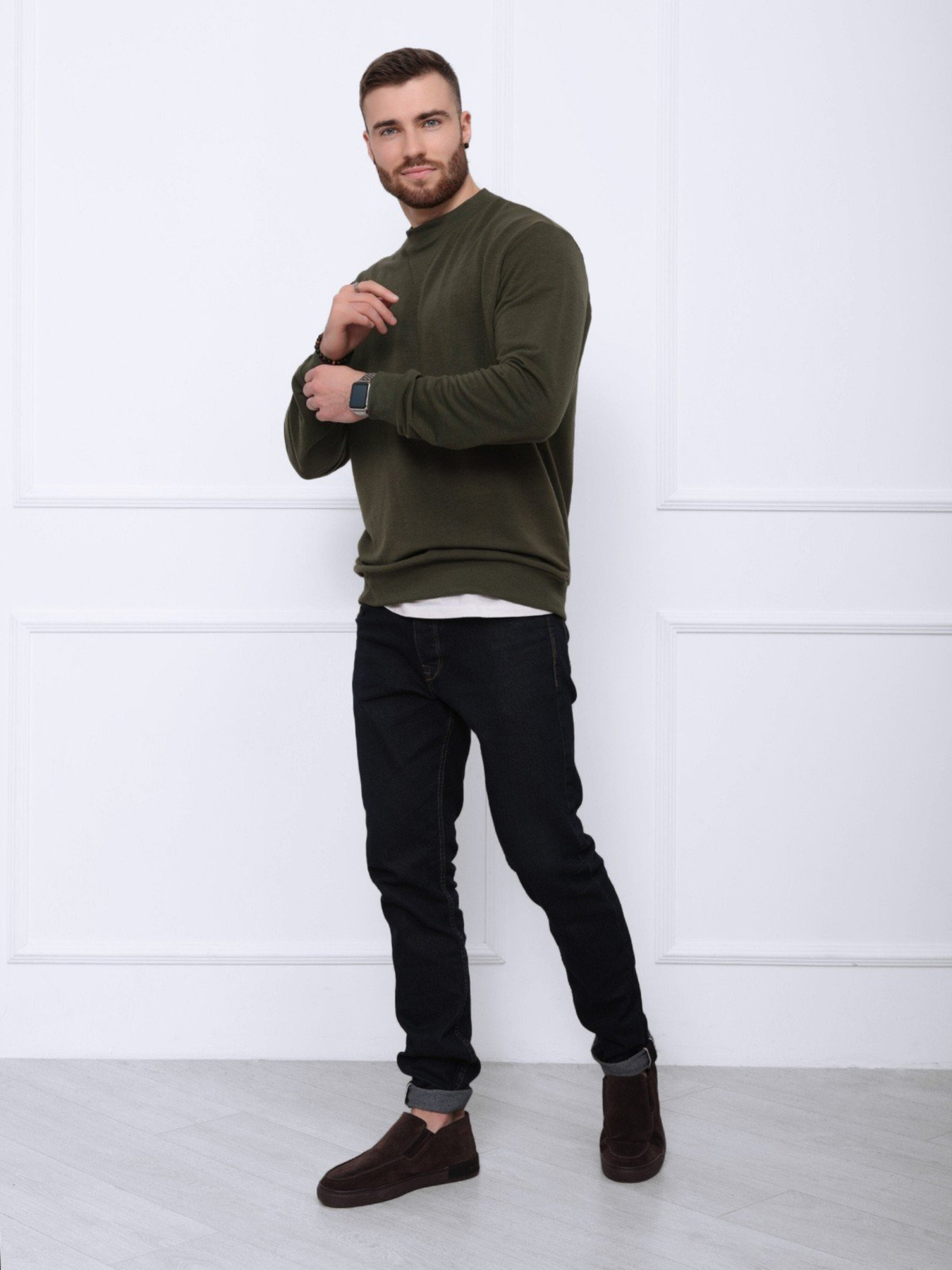 Світшот ISSA Plus модель GN-419_khaki Фото