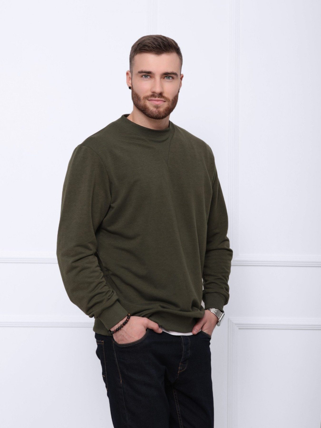 Світшот ISSA Plus модель GN-419_khaki Фото