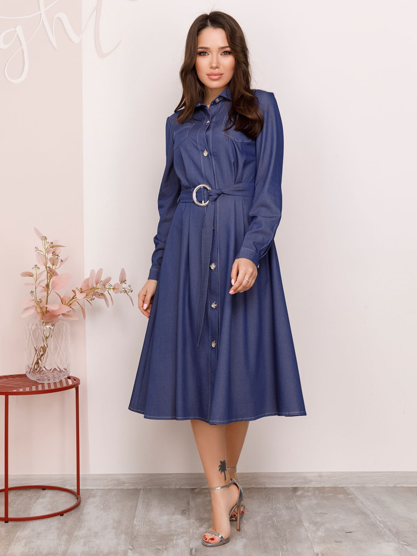 Платье миди ISSA Plus модель SA-147_blue Фото