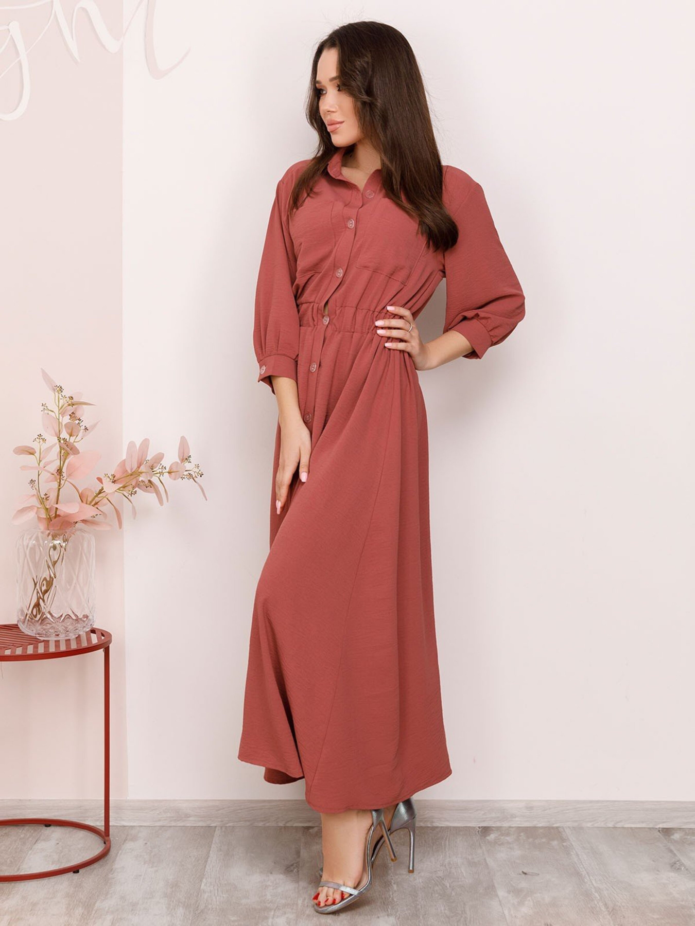 Сукня максі ISSA Plus модель SA-169_darkpink Фото