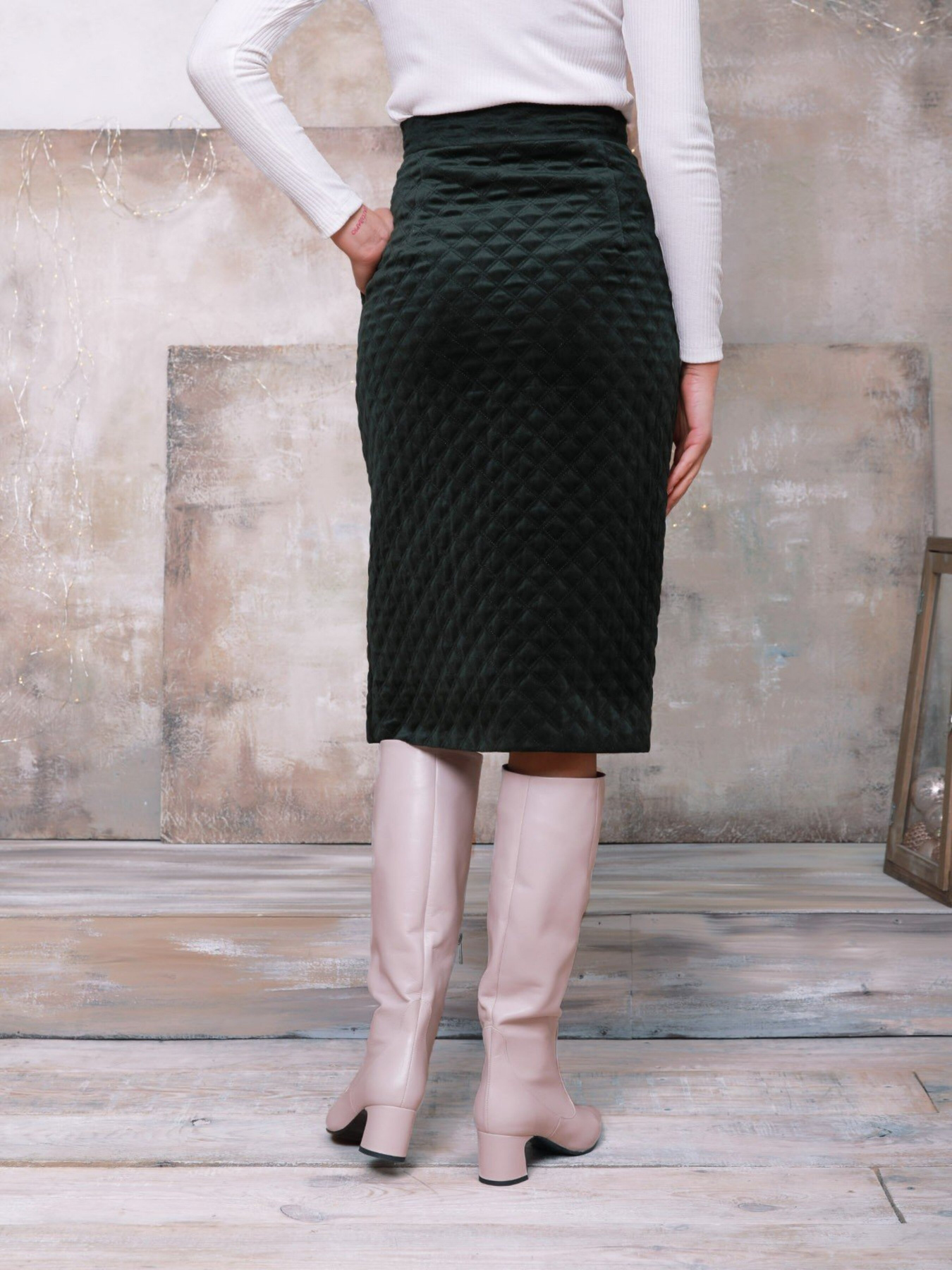 Юбка миди ISSA Plus модель SA-95_green Фото