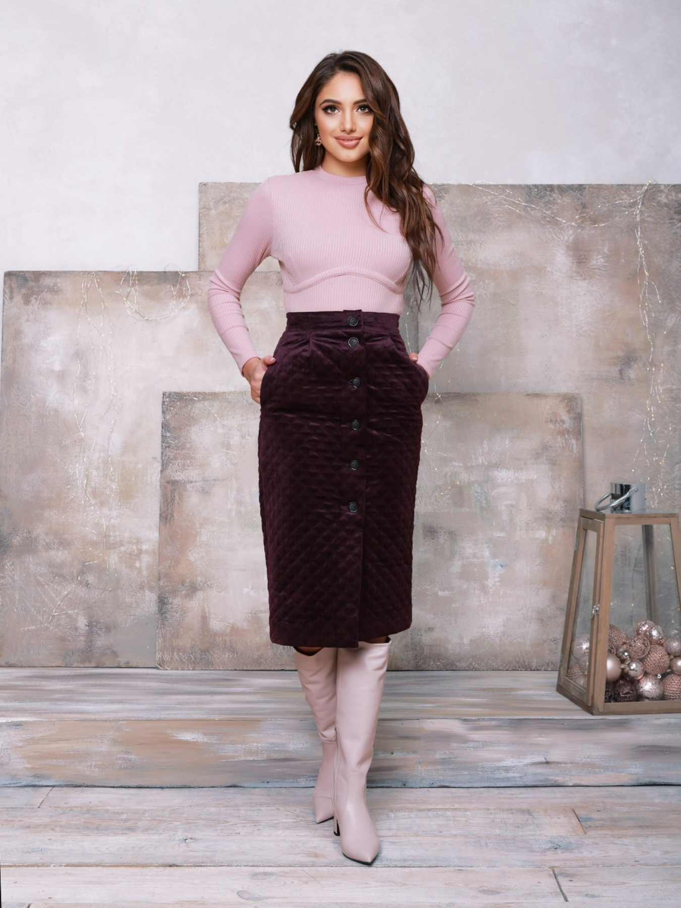 Юбка миди ISSA Plus модель SA-95_purple Фото