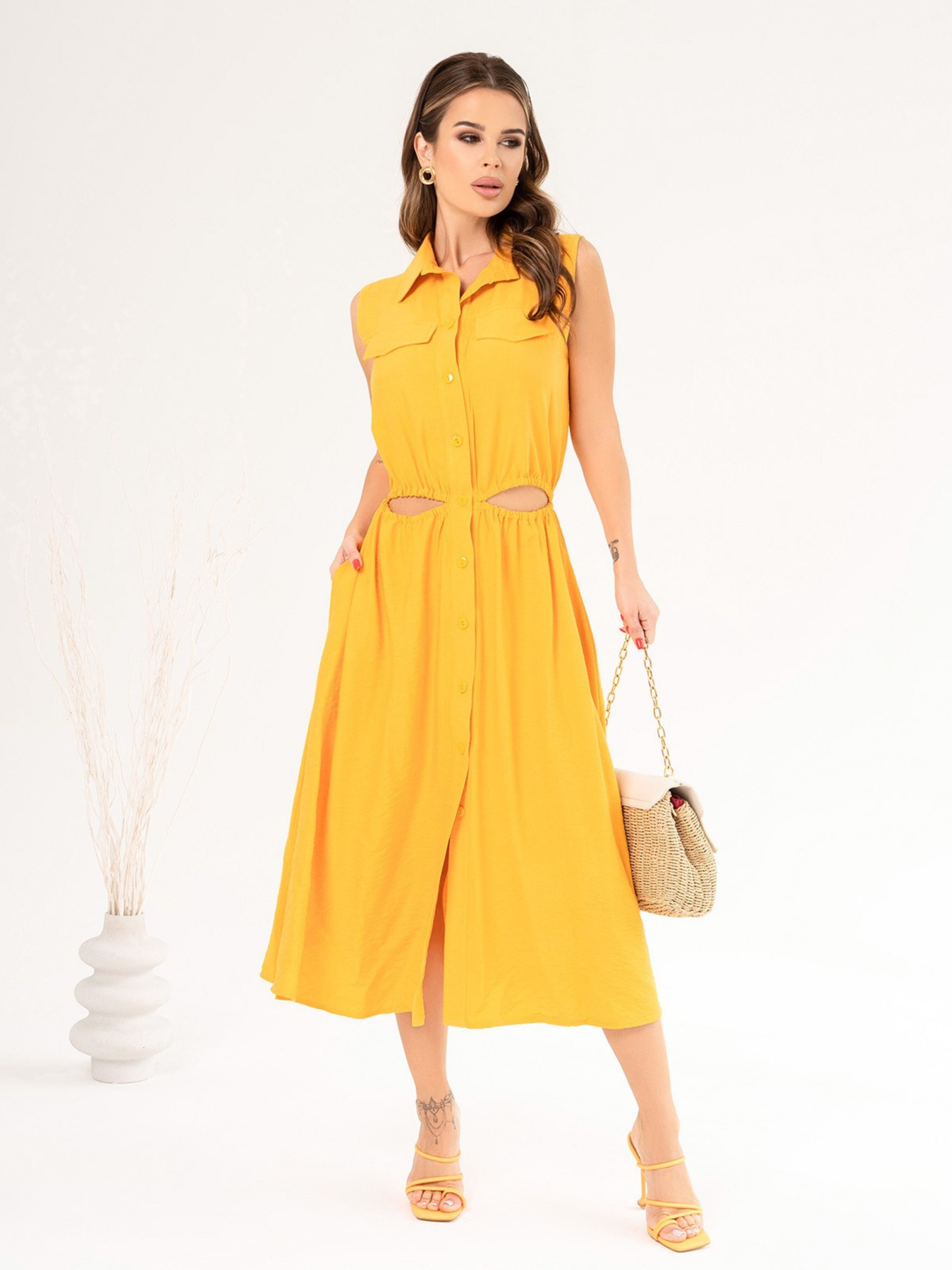 Сарафан ISSA Plus модель 14080_mustard Сарафан ISSA Plus модель 14080_mustard Фото