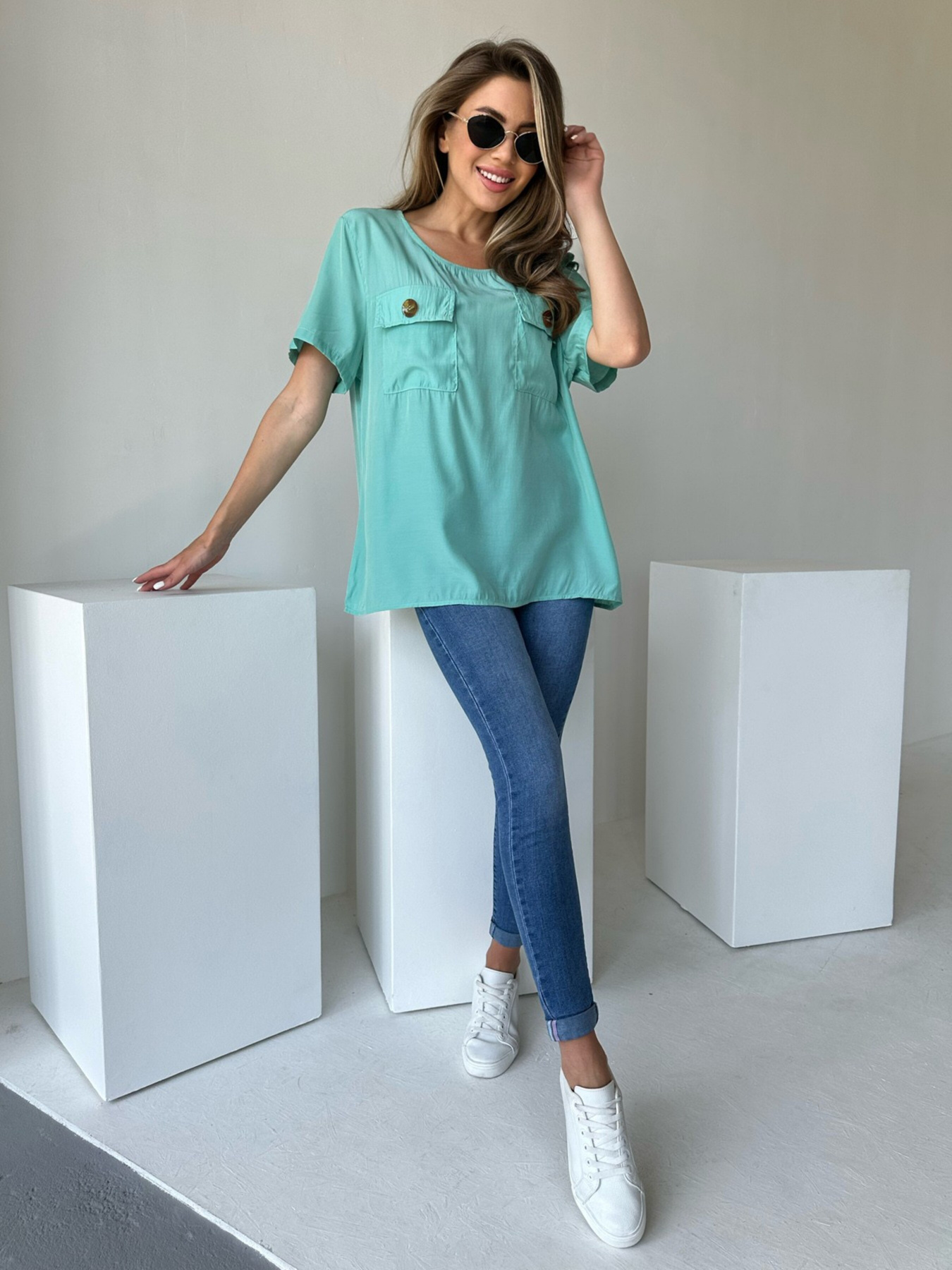 Блуза ISSA Plus модель WN20-493_turquoise Фото