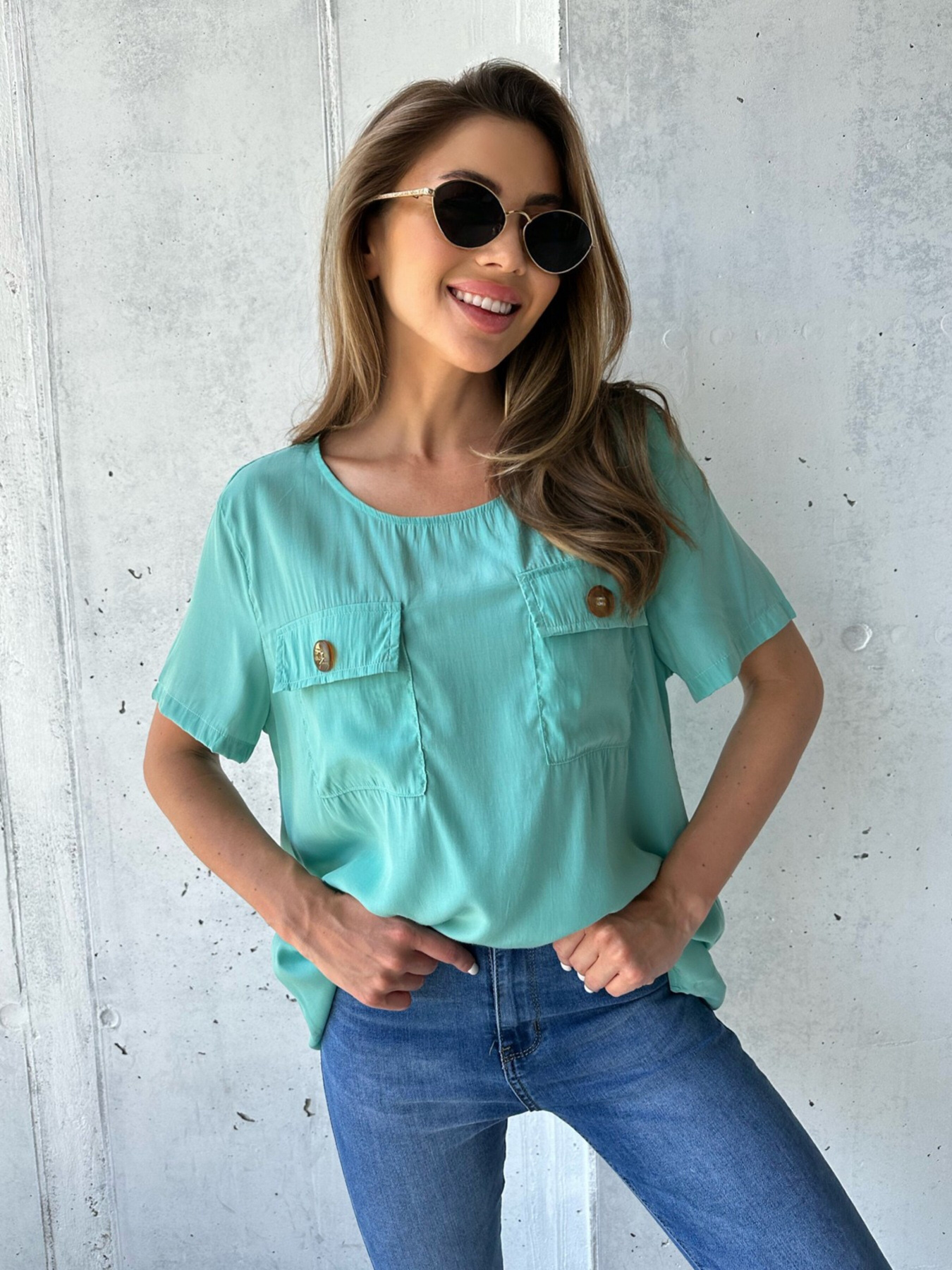 Блуза ISSA Plus модель WN20-493_turquoise Фото