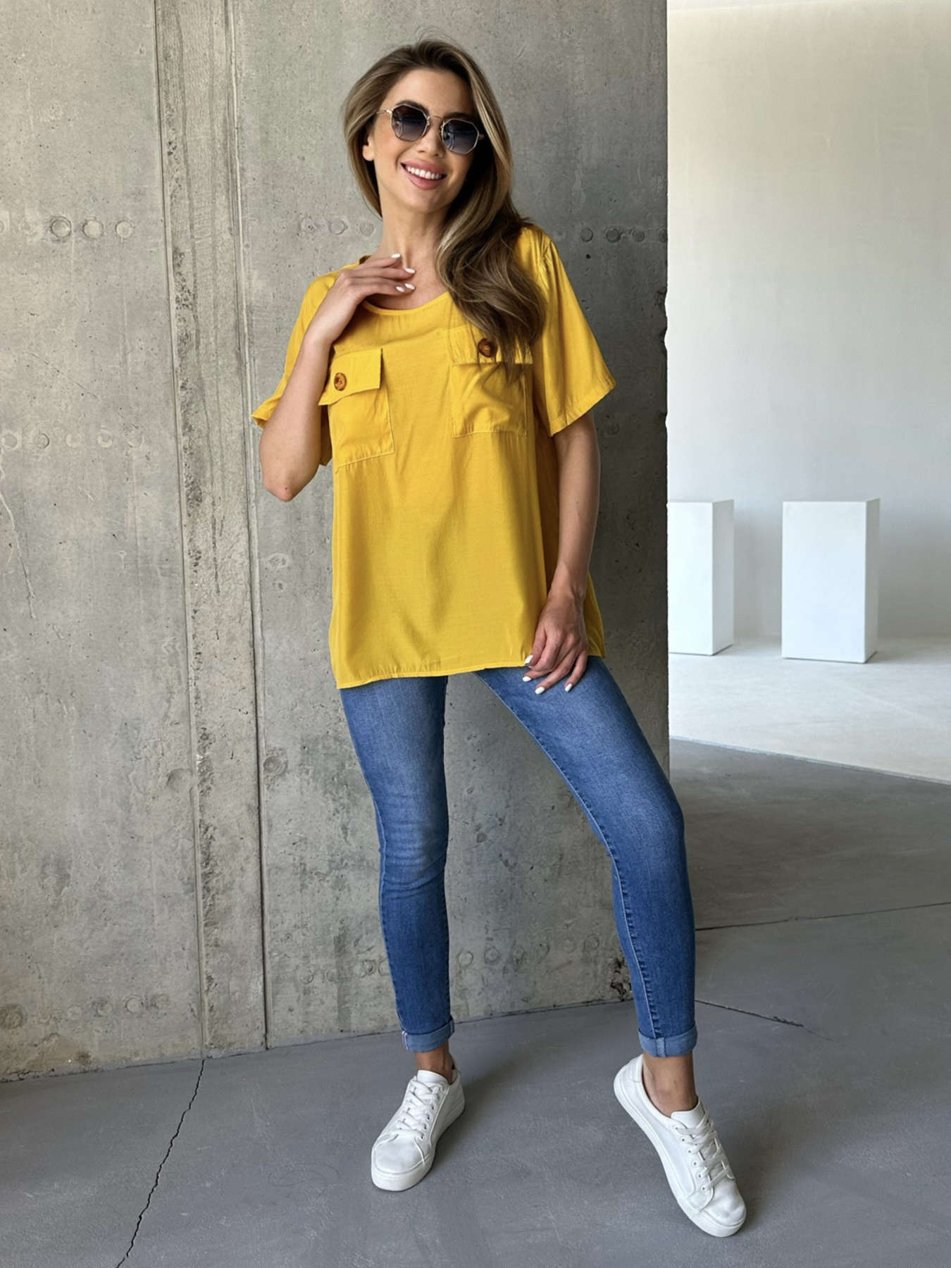 Блуза ISSA Plus модель WN20-493_mustard Блуза ISSA Plus модель WN20-493_mustard Фото