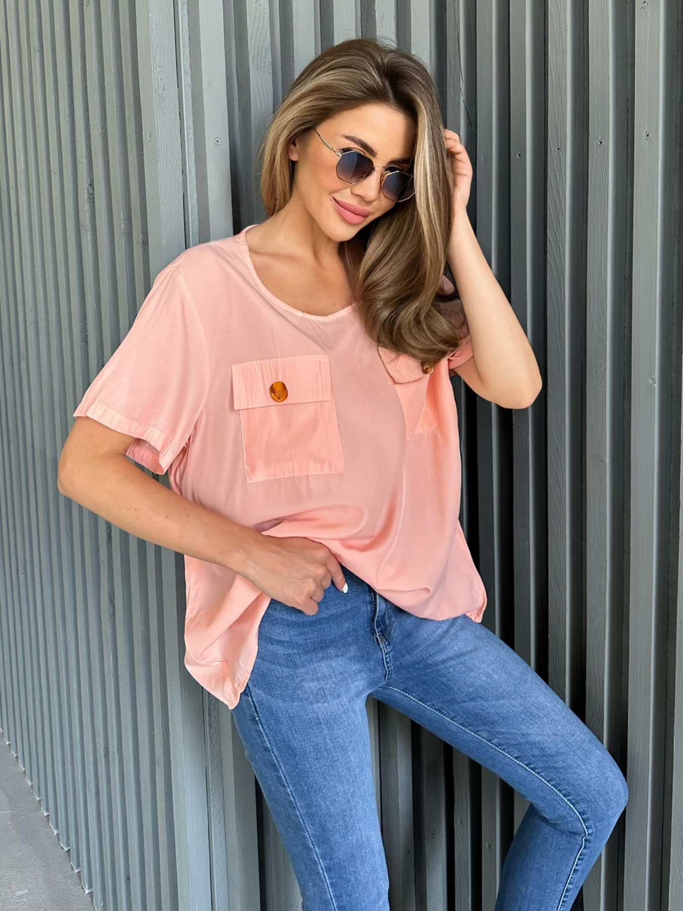 Блуза ISSA Plus модель WN20-493_peach Фото