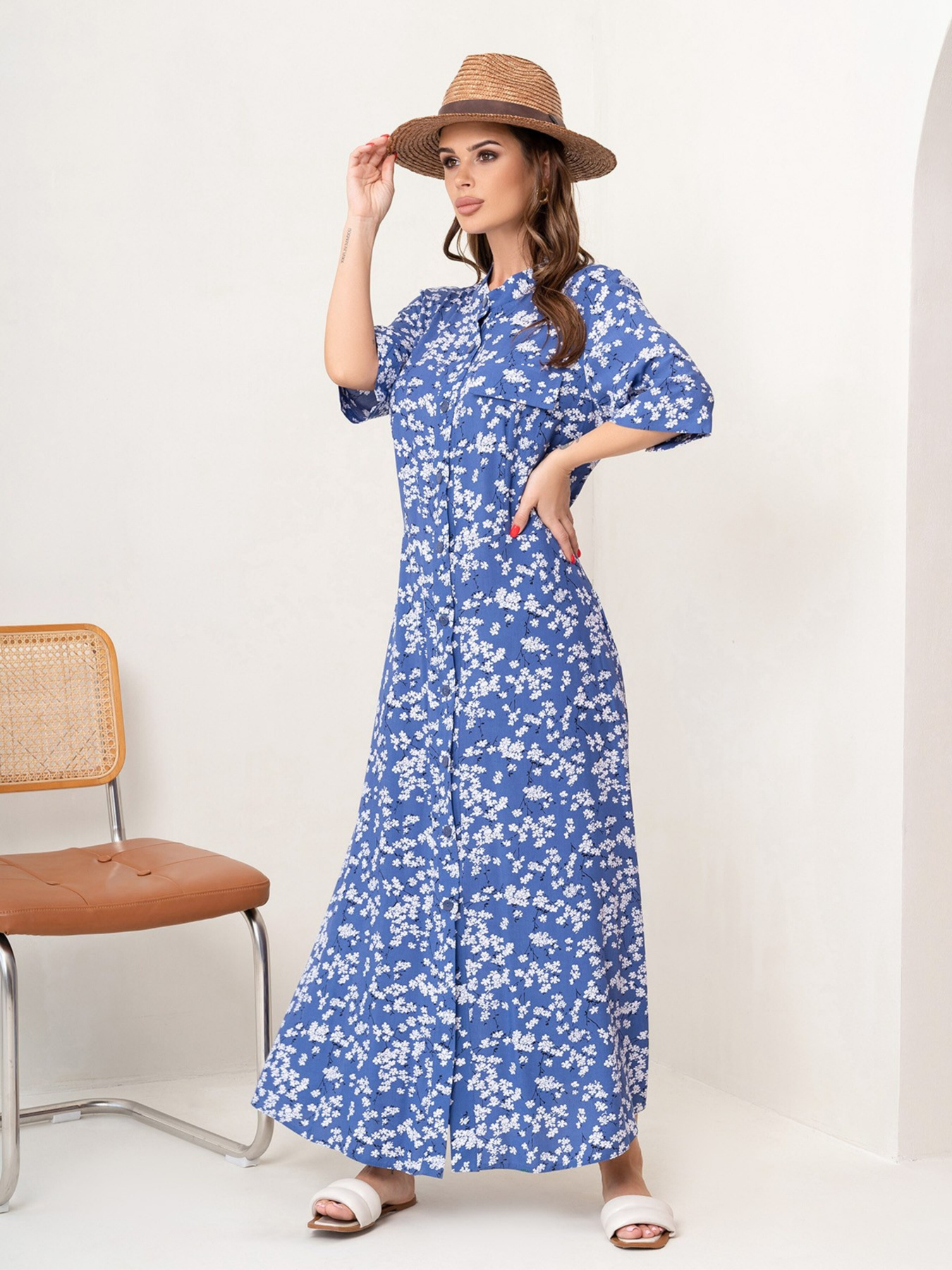 Сукня максі ISSA Plus модель 14073_blue Сукня максі ISSA Plus модель 14073_blue Фото